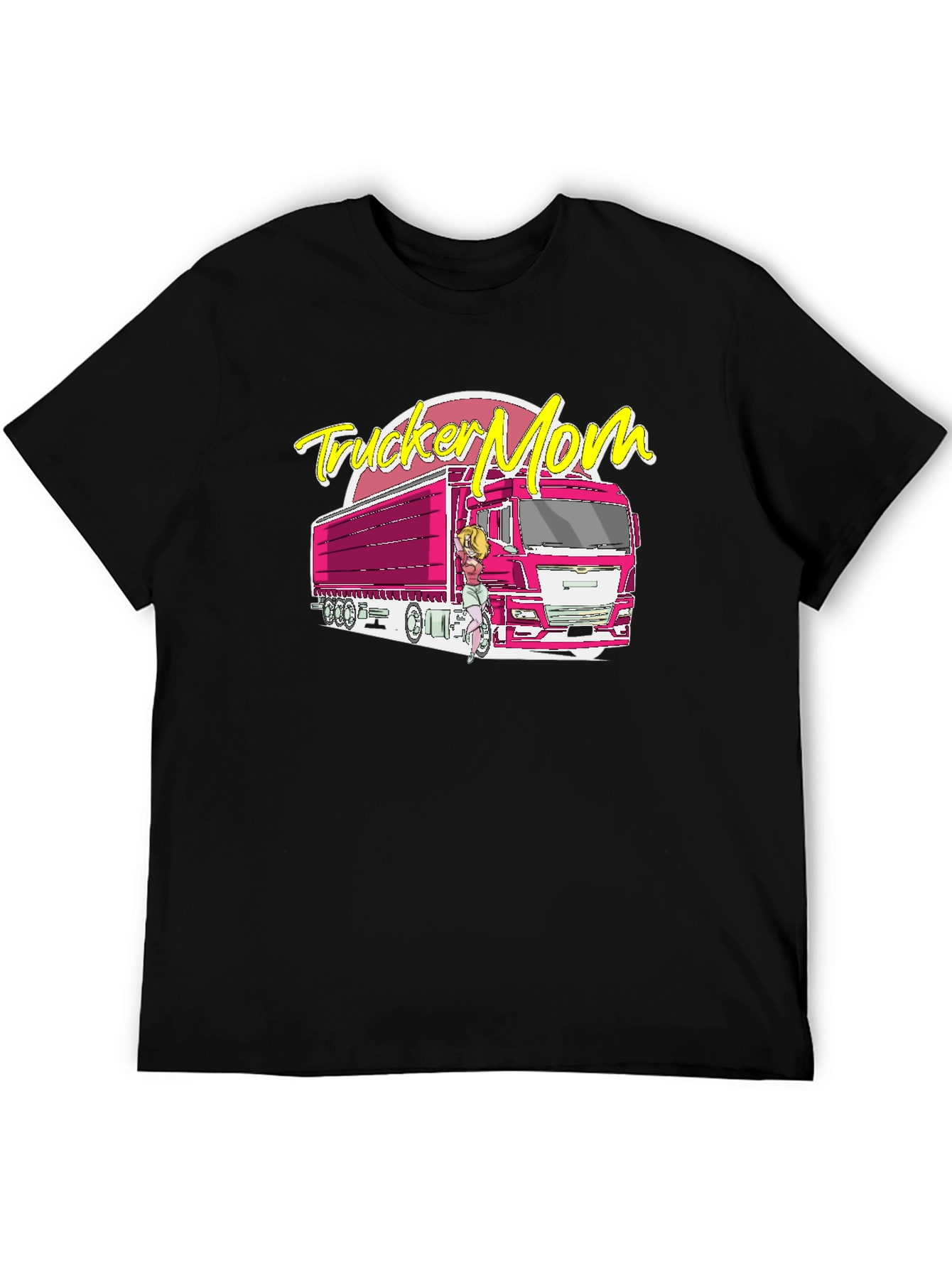 Black Trucker Mom Graphic T-Shirt - Black Cotton Blend Tee view 5