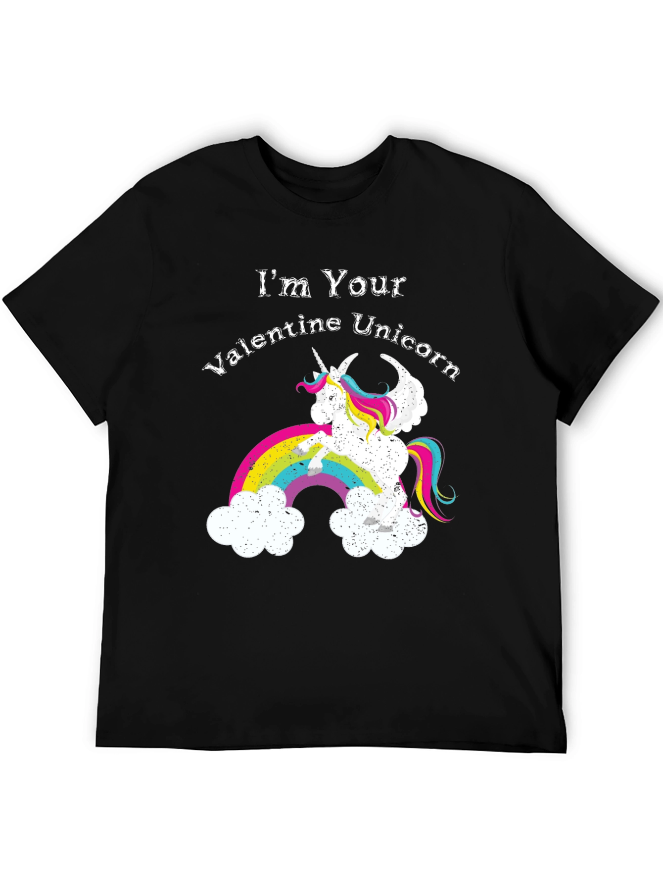 Black Valentine Unicorn Graphic Tee - Men's Black T-Shirt view 5