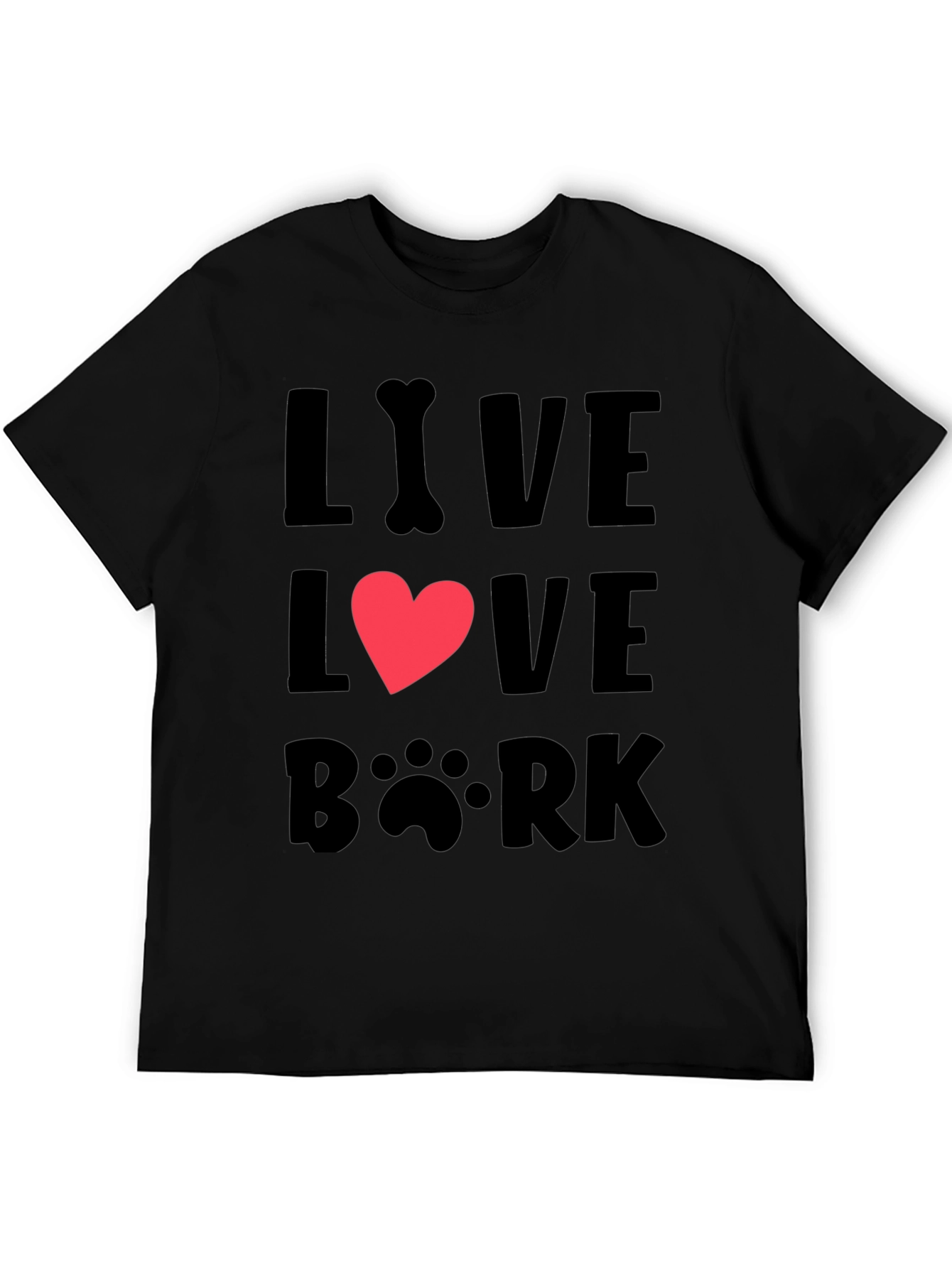 Black Live Love Bark T-Shirt - Dog Lover Tee view 5