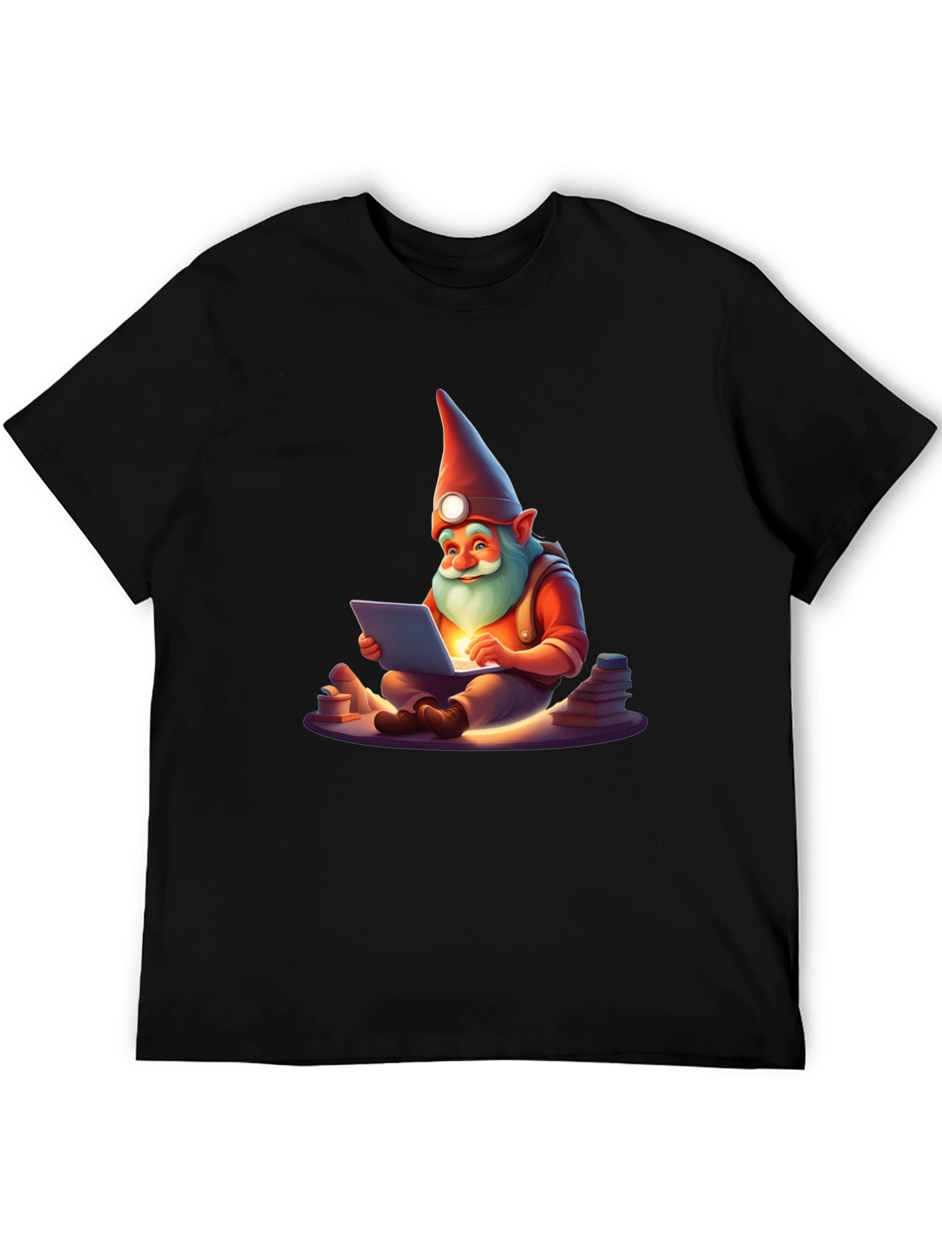 Black Gnome Techie T-Shirt - Novelty Graphic Tee view 5