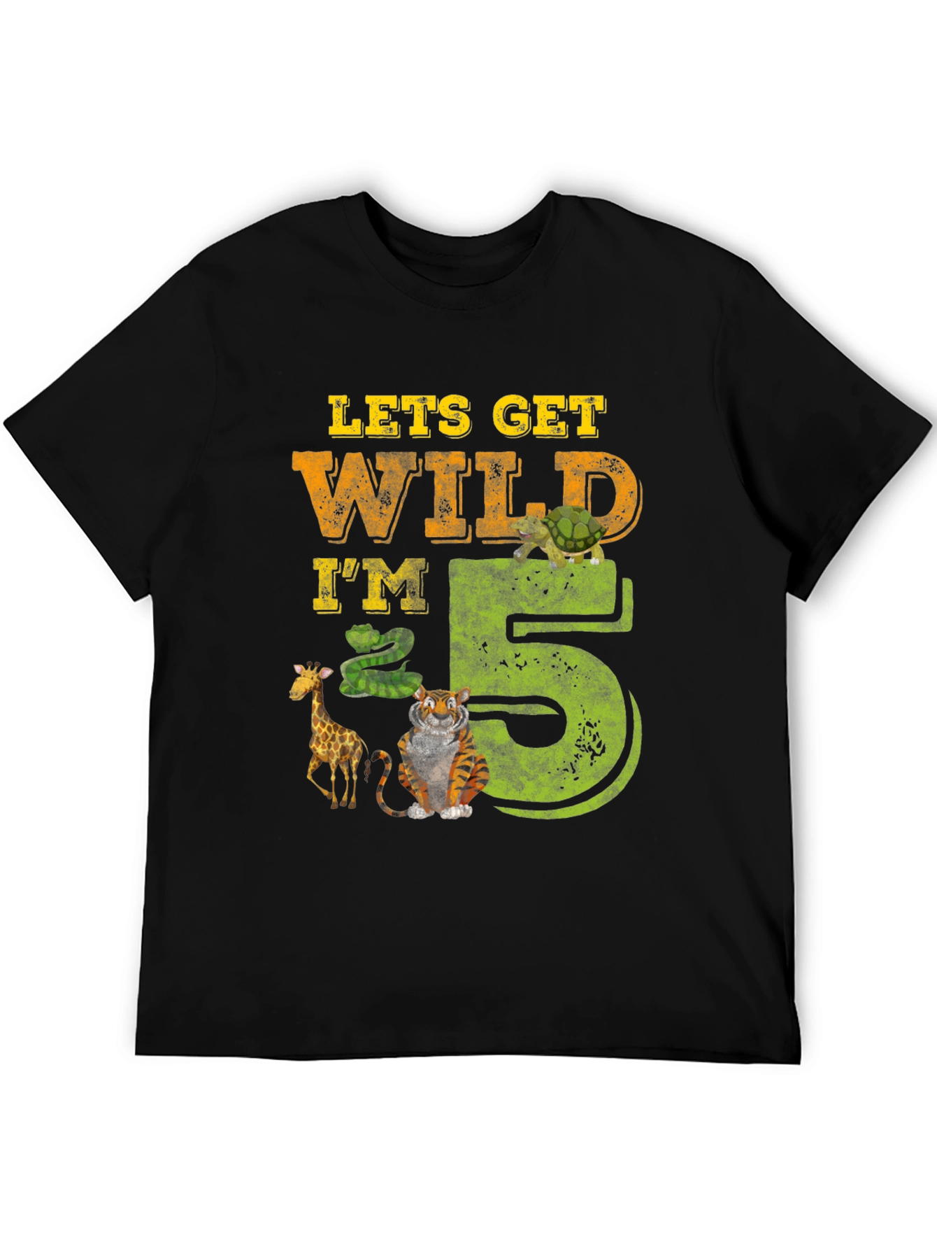 Black Lets Get Wild I'm 5 Birthday T-Shirt view 5