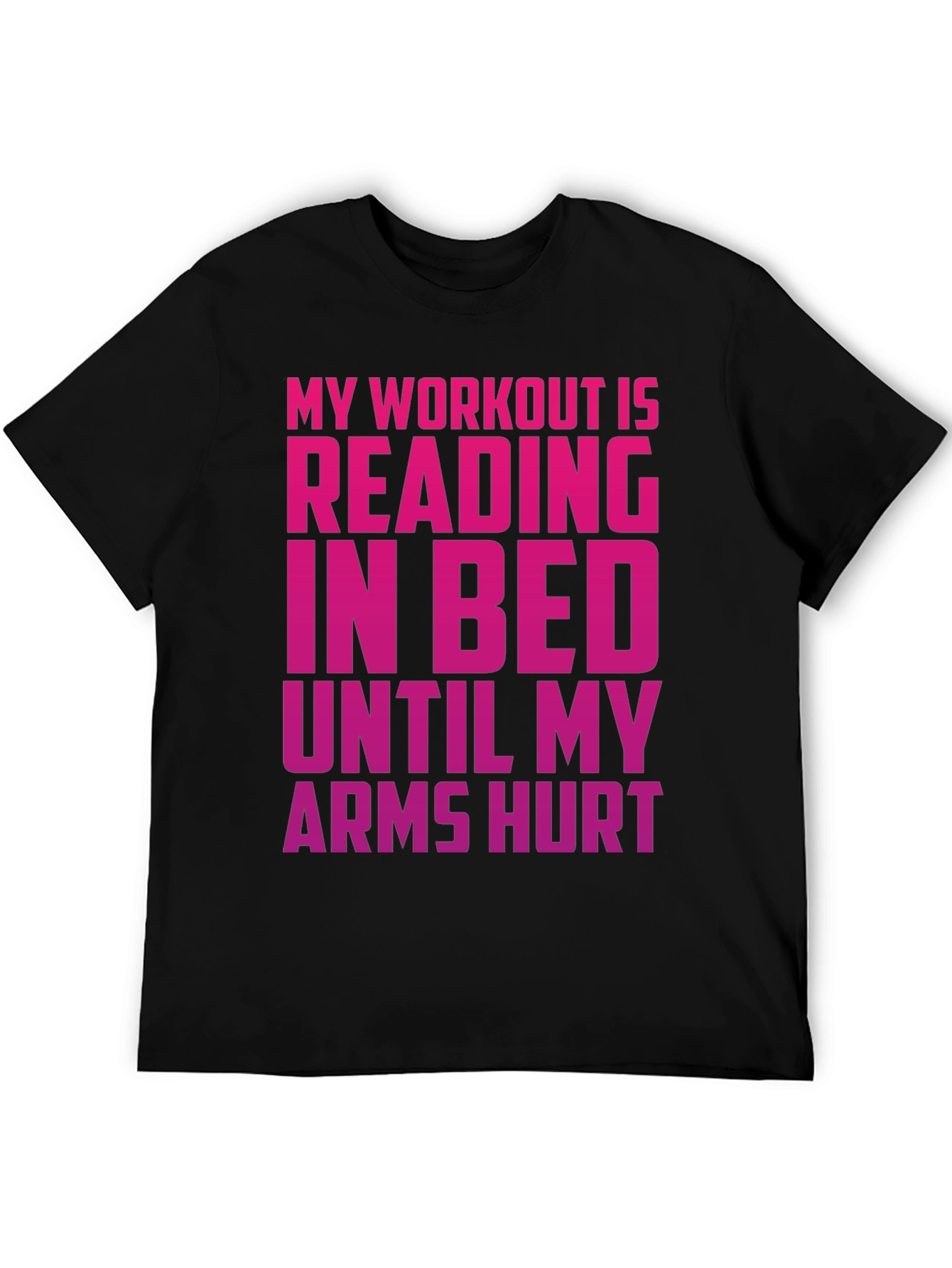 Black Funny Workout T-Shirt - Reading in Bed Tee view 5