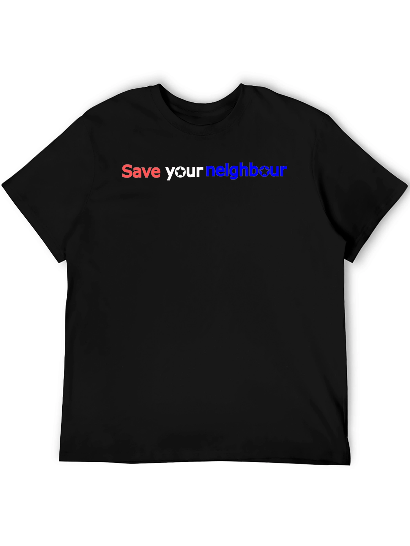 Black Save Your Neighbour Black Graphic T-Shirt view 5