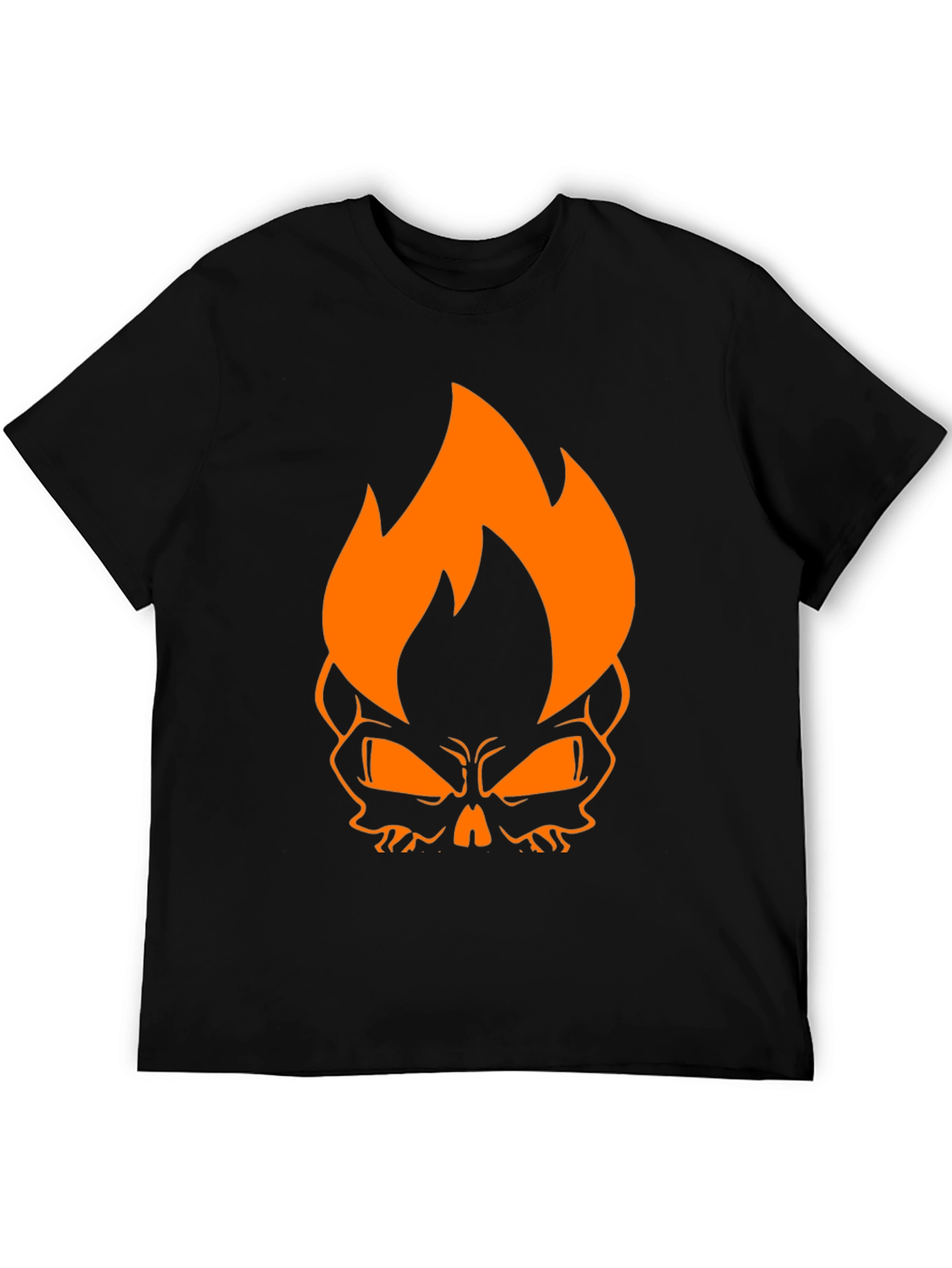 Black Flaming Skull Graphic Tee - Black Cotton T-Shirt view 5