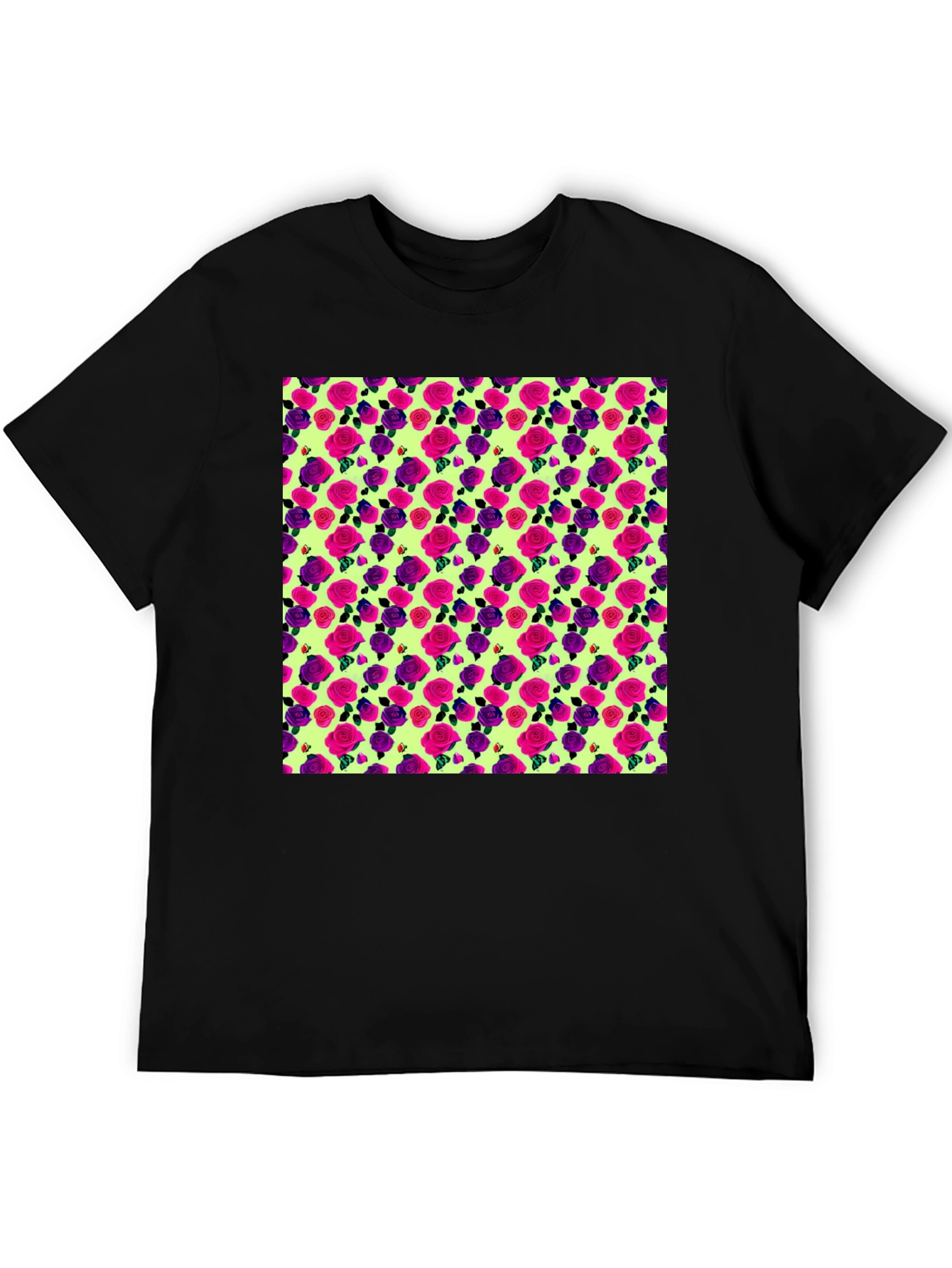 Black Floral Roses T-Shirt view 5