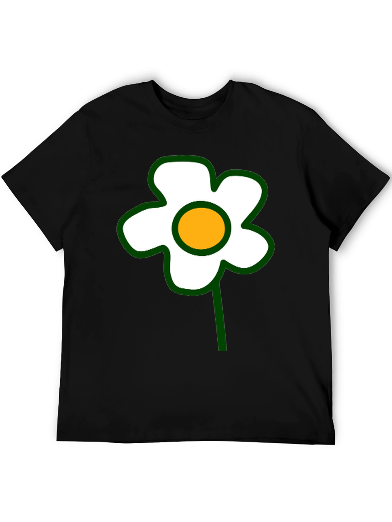 Black Black T-Shirt with Retro Flower Graphic view 5
