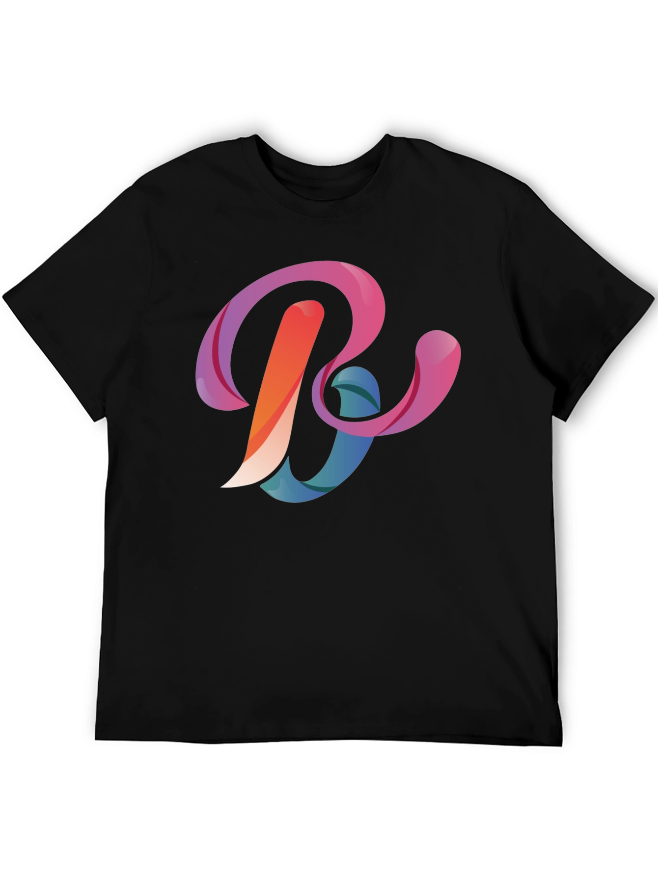 Black Abstract Letter B Graphic Black T-Shirt view 5