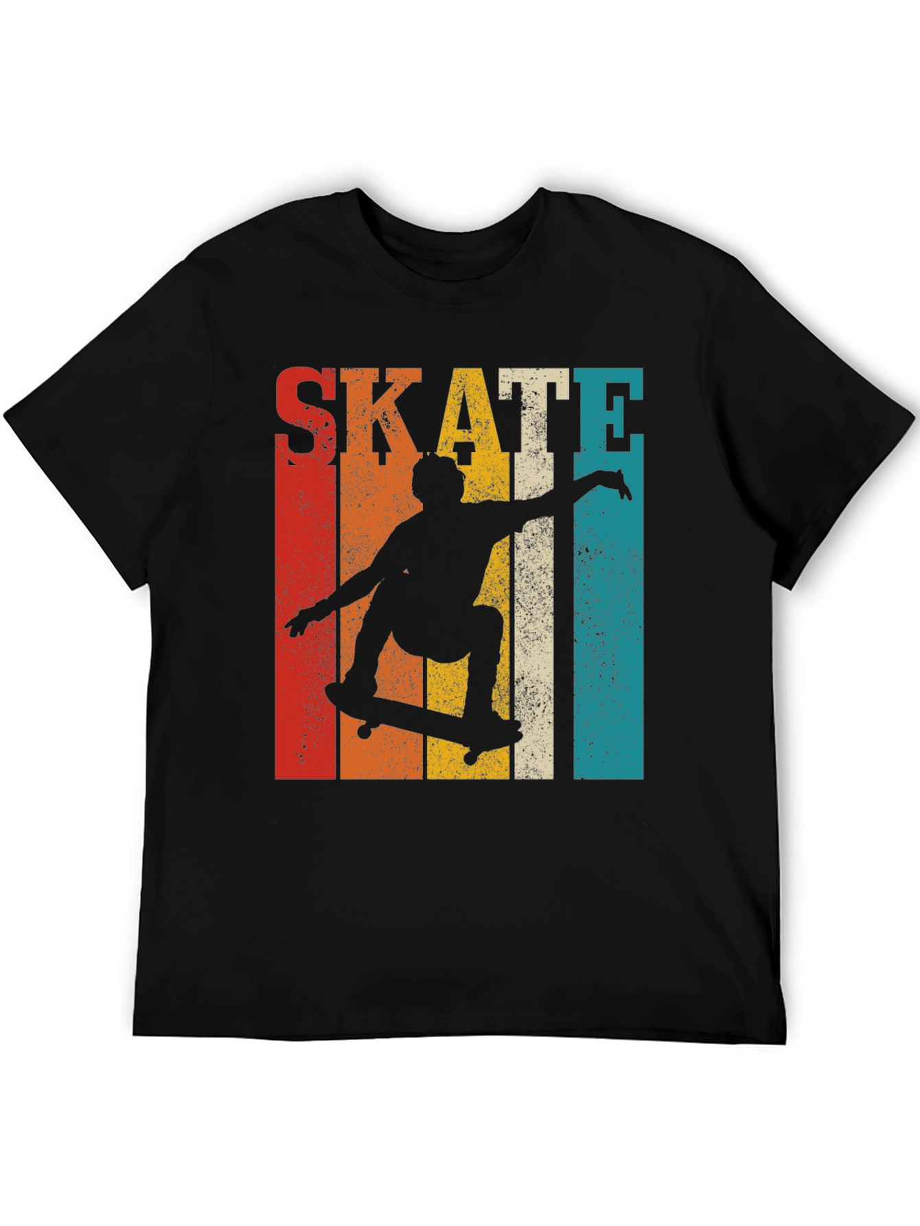 Black Retro Skateboarding Graphic T-Shirt view 5