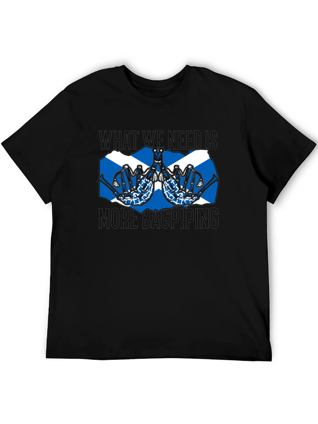 Black Scottish Bagpipes T-Shirt - "More Bagpiping" view 5