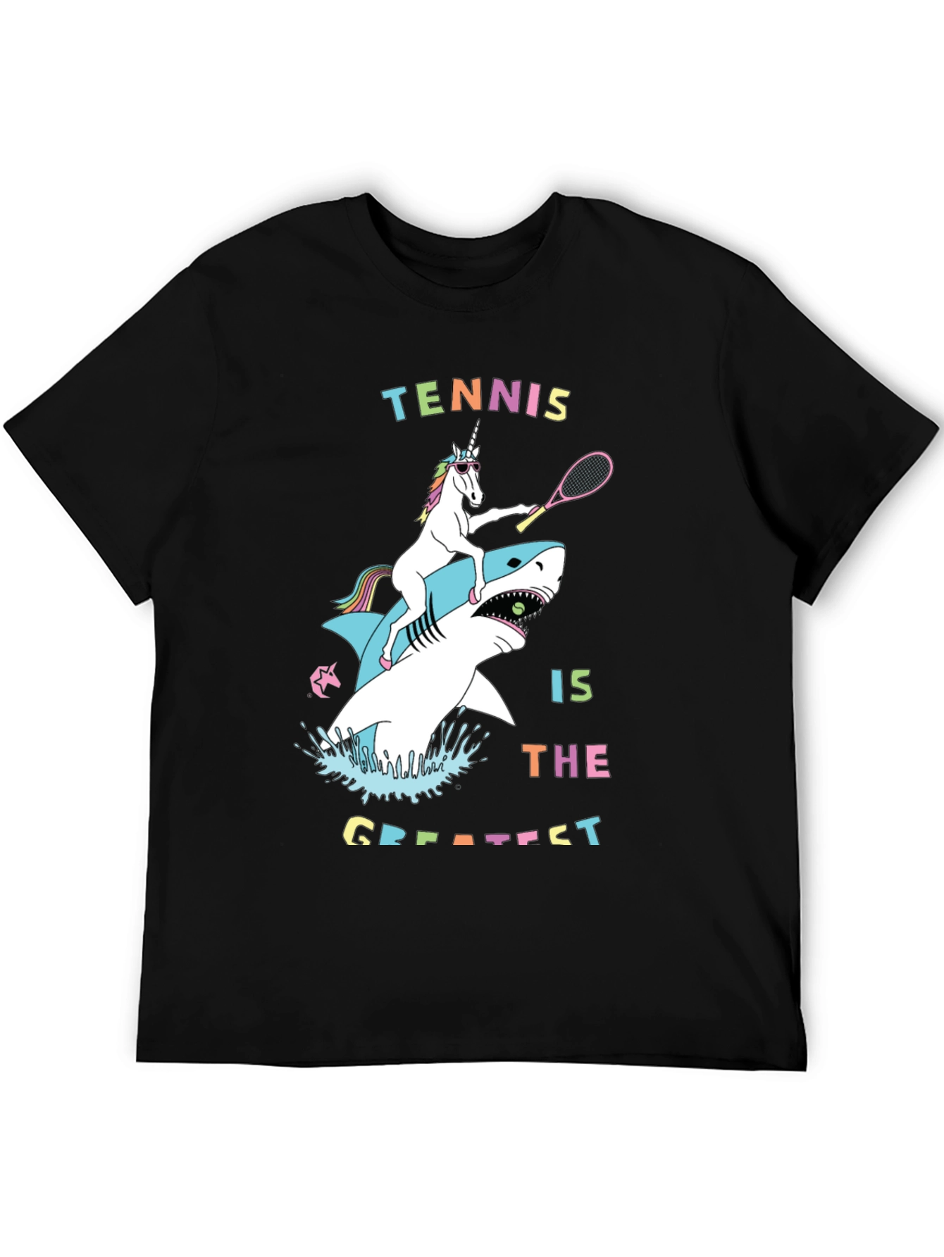 Black Tennis Unicorn Shark T-Shirt - The Greatest Tee! view 5