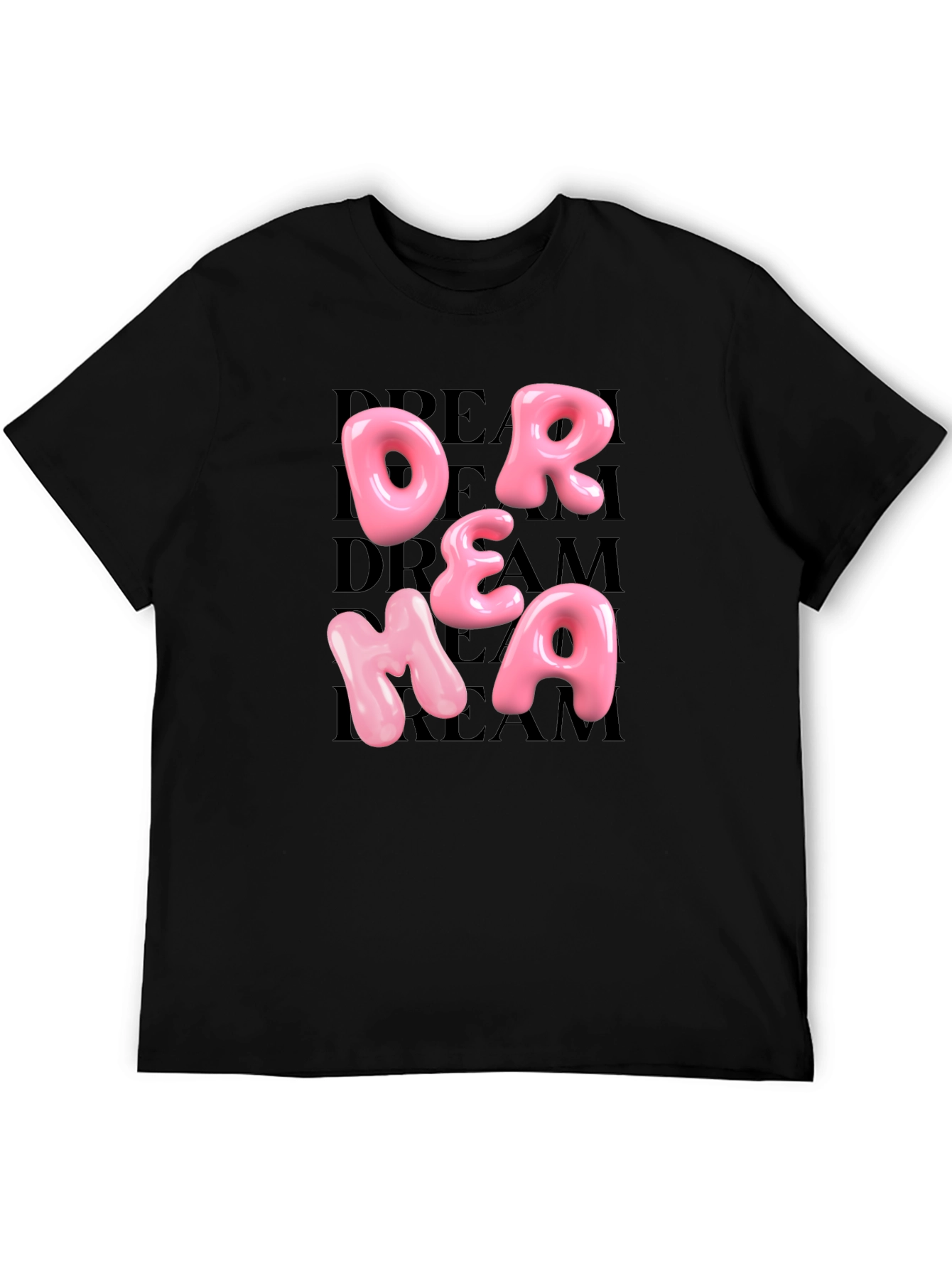 Black Dream Pink Letter Graphic Black T-Shirt view 5