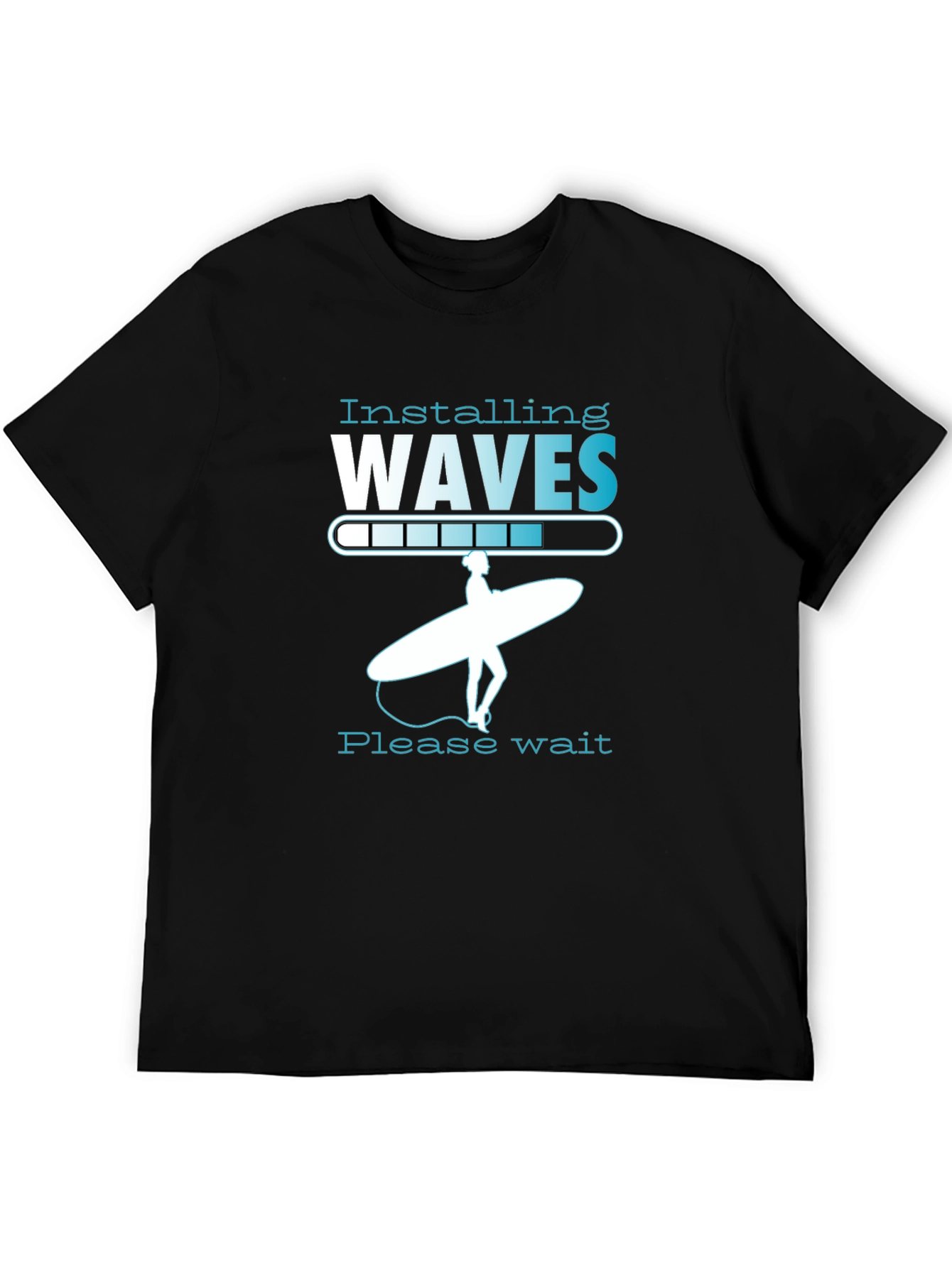 Black Installing Waves Graphic T-Shirt - Surfer Design view 5
