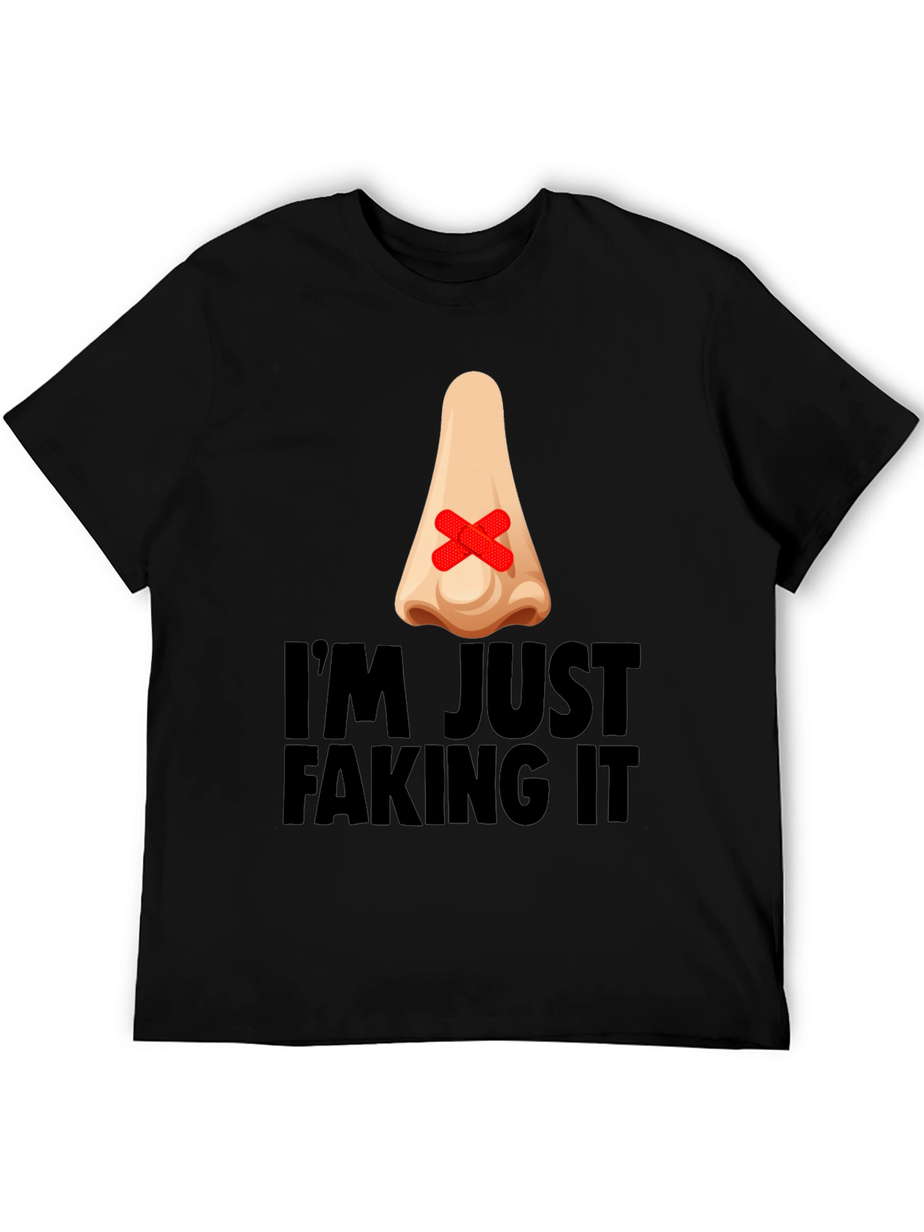 Black I'm Just Faking It Graphic T-Shirt view 5