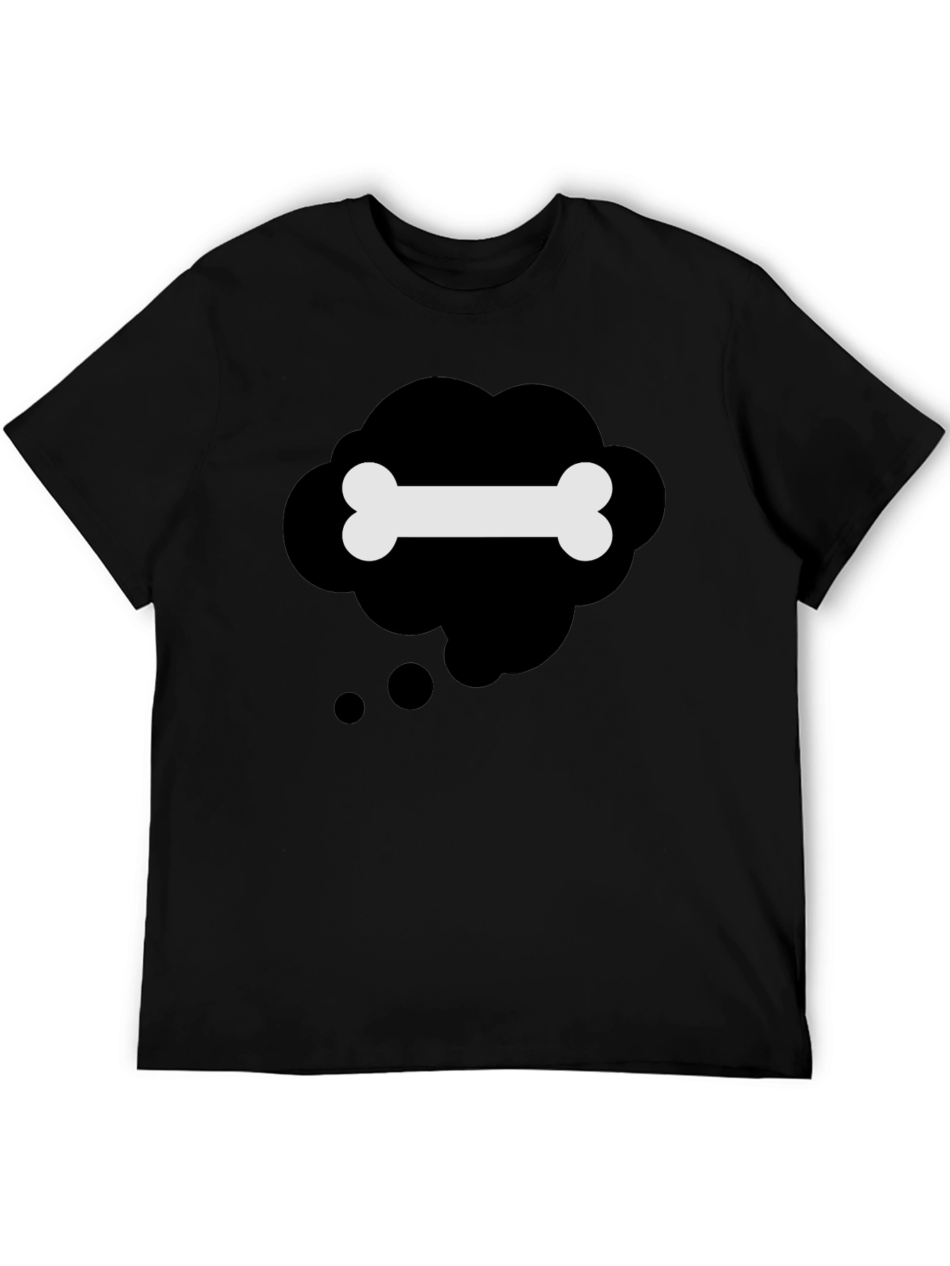 Black Black T-Shirt with Bone Thought Bubble Design view 5