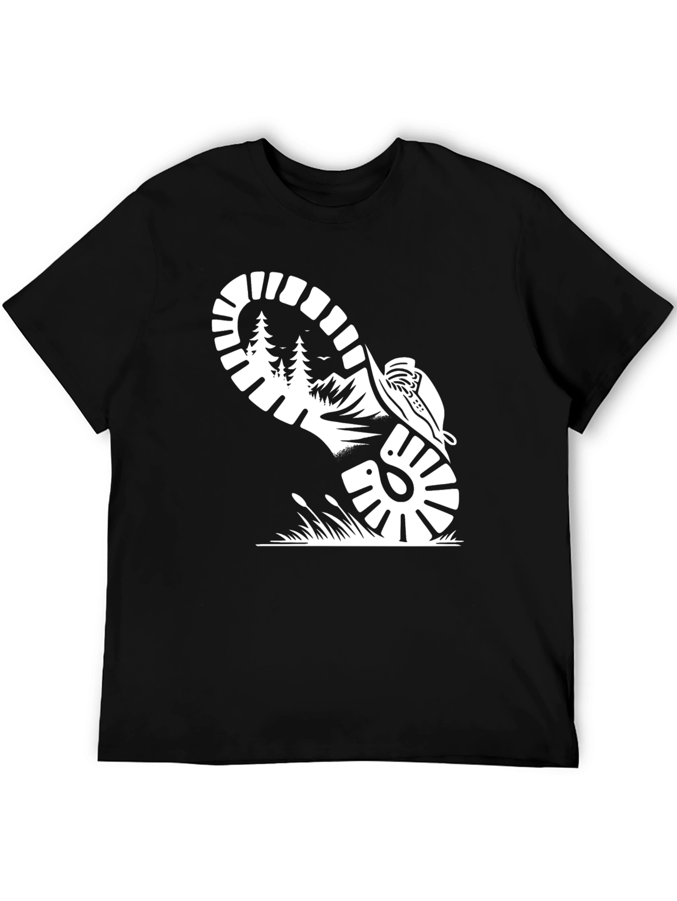 Black Hiking Boot Print Tee - Outdoor Adventure Shirt view 5
