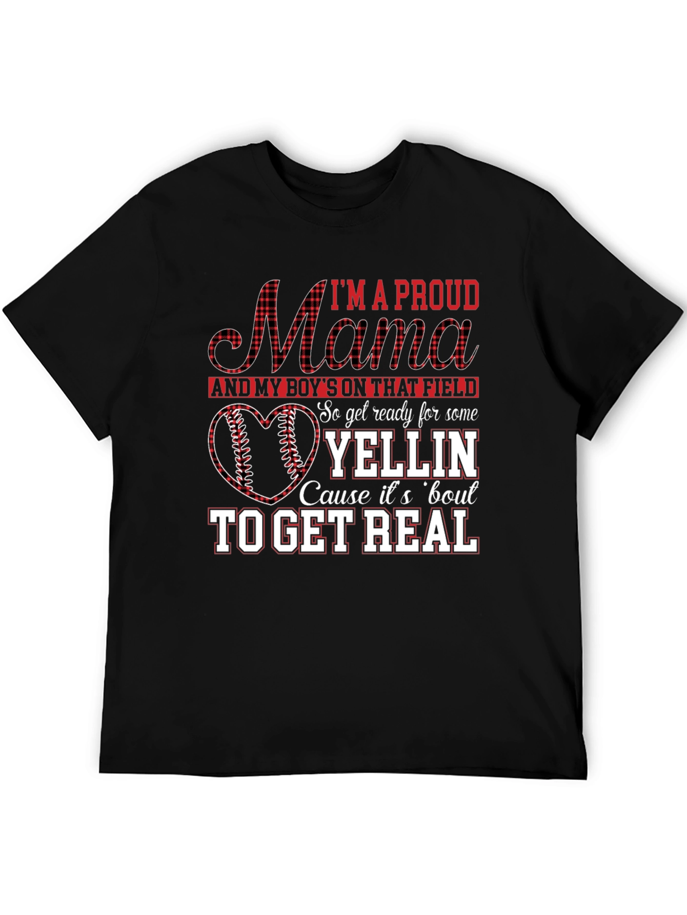 Black Proud Baseball Mama T-Shirt view 5