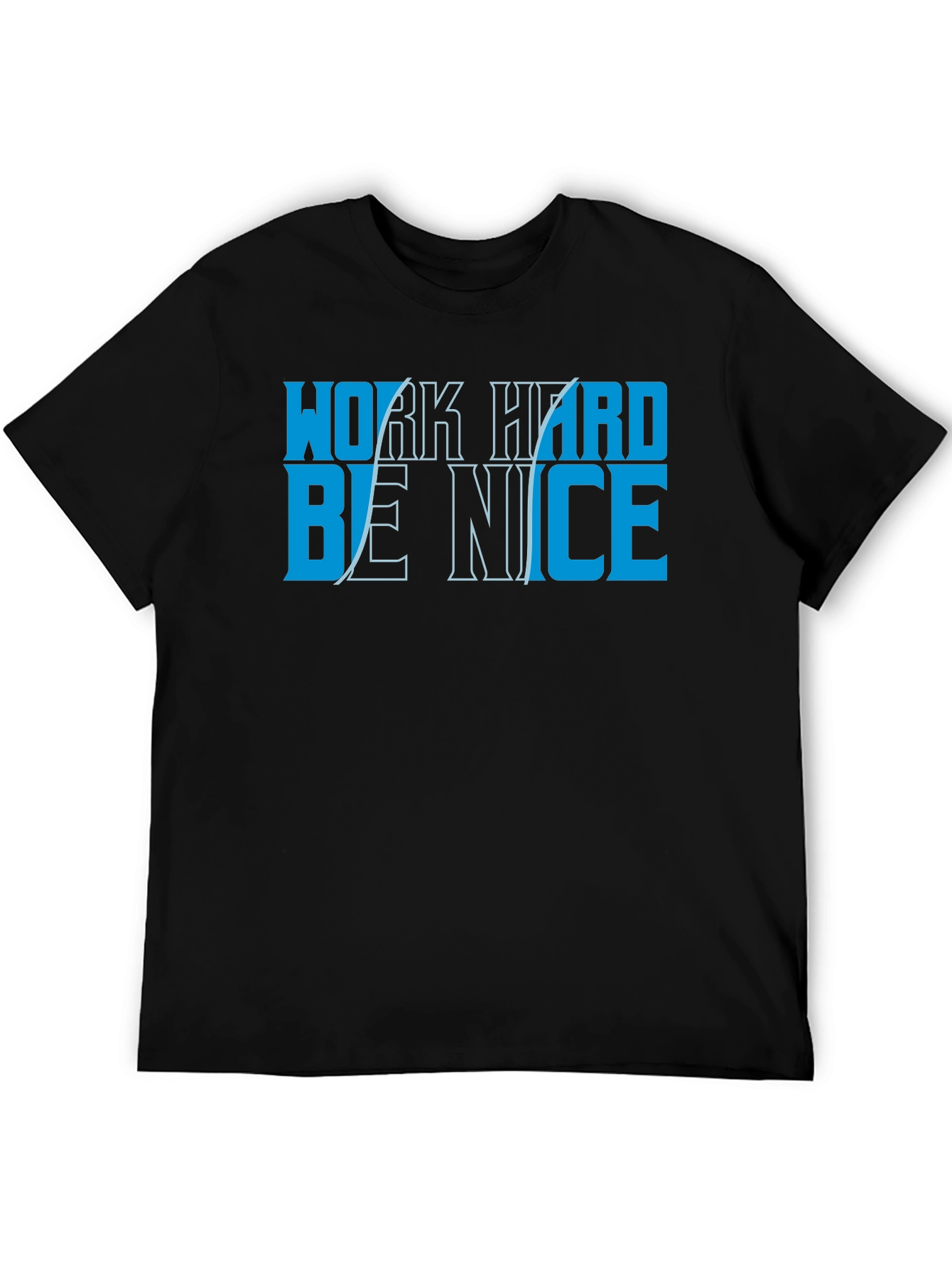 Black Work Hard Be Nice Graphic Tee - Black Crew Neck T-Shirt view 5