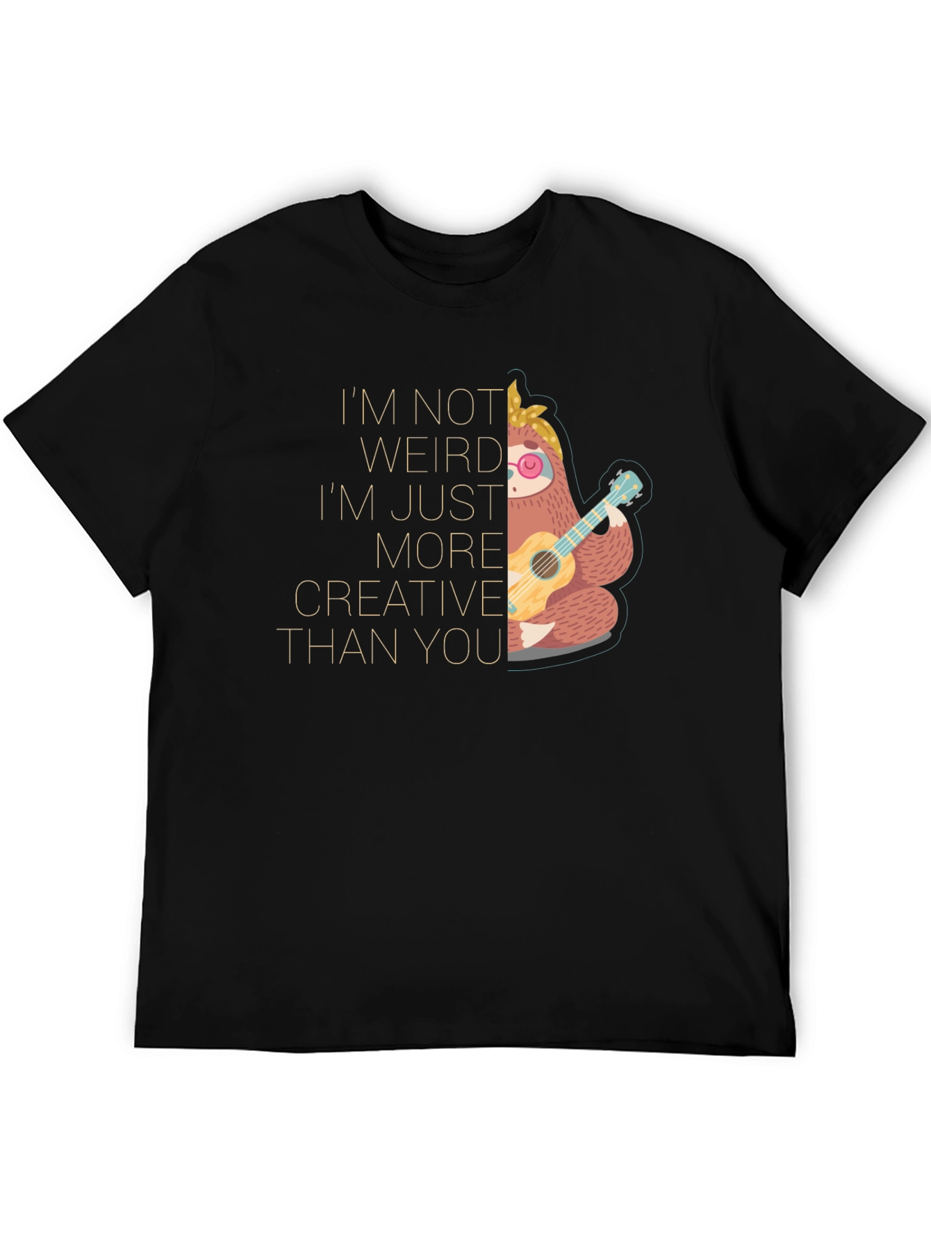 Black Creative Sloth T-Shirt - Unique Graphic Tee view 5