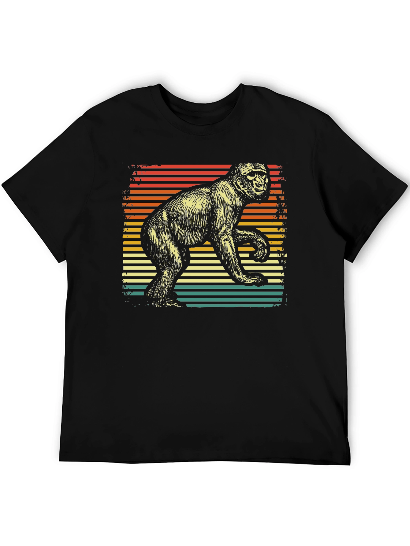 Black Retro Monkey Graphic Tee - Vintage Style Ape T-Shirt view 5