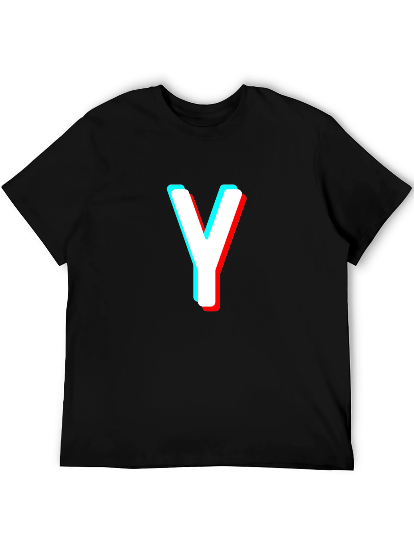 Black Letter Y Black T-Shirt - 3D Effect Graphic Tee view 5