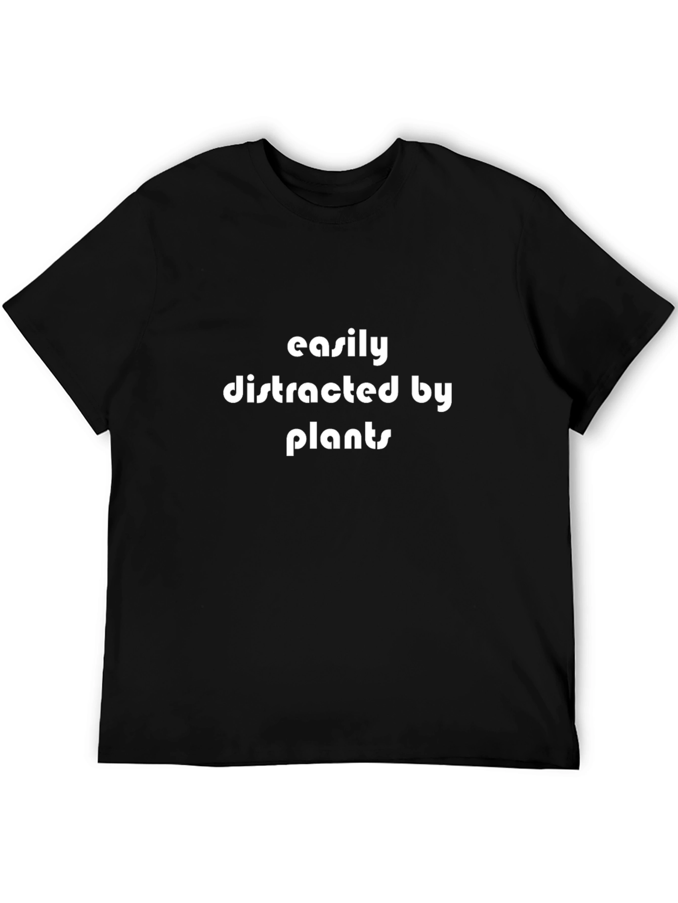 Black Easily Distracted by Plants Black T-Shirt view 5