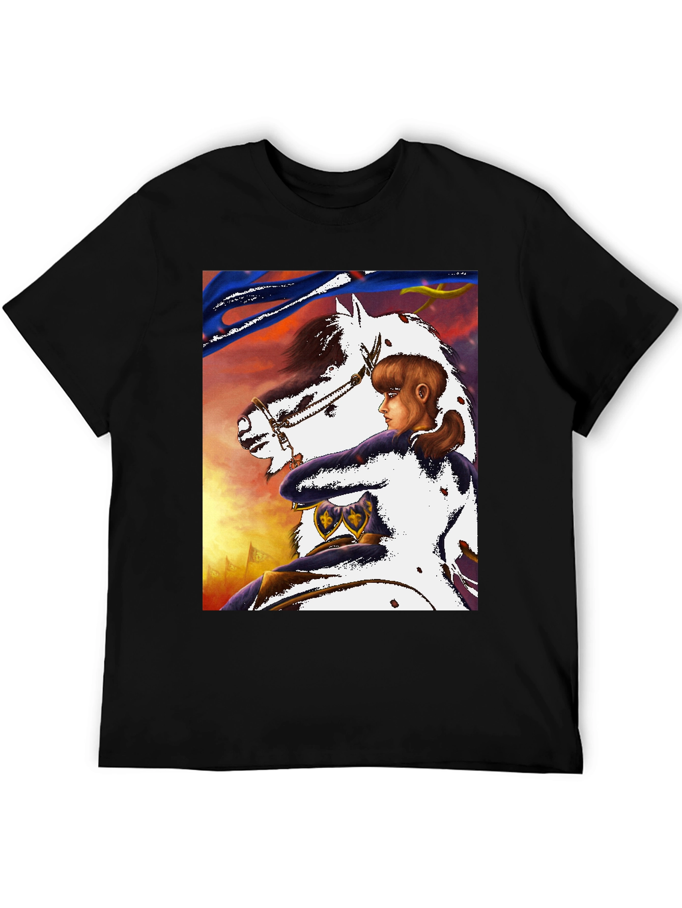 Black Joan of Arc Horseback Ride Graphic Tee view 5