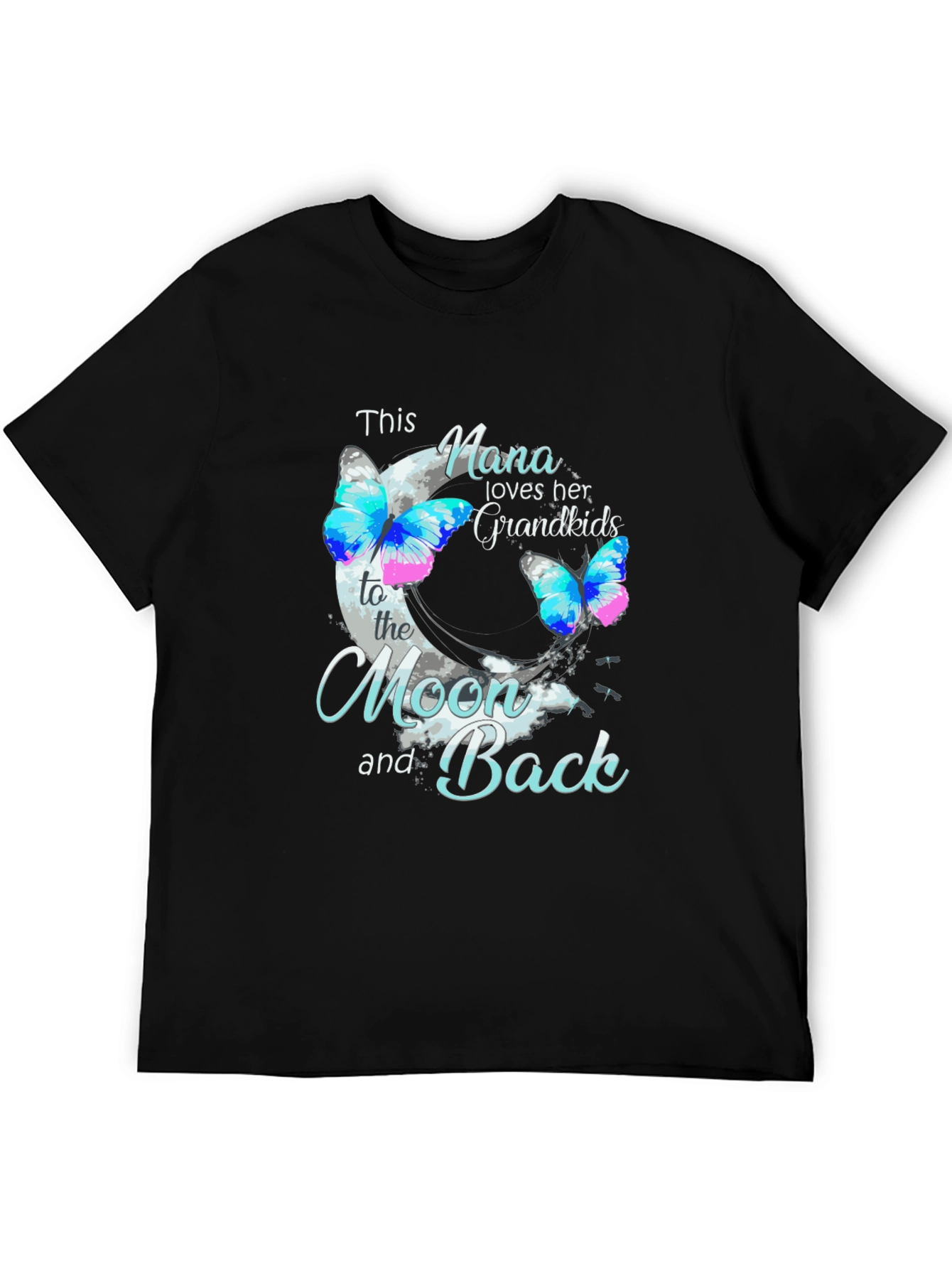 Nana Loves Her Grandkids Black T-Shirt - 5