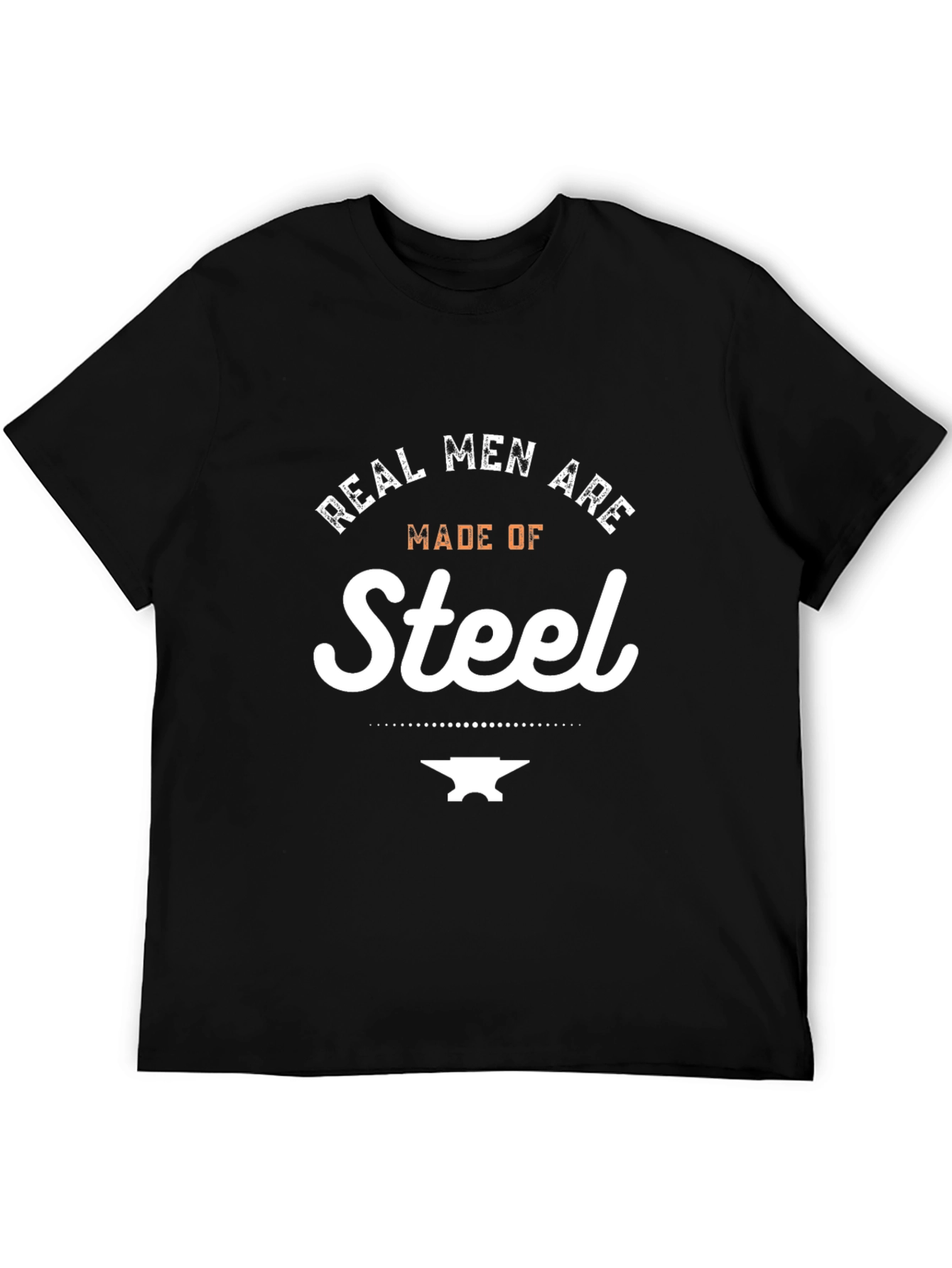 Black Real Men Are Made of Steel Graphic Tee - Black view 5