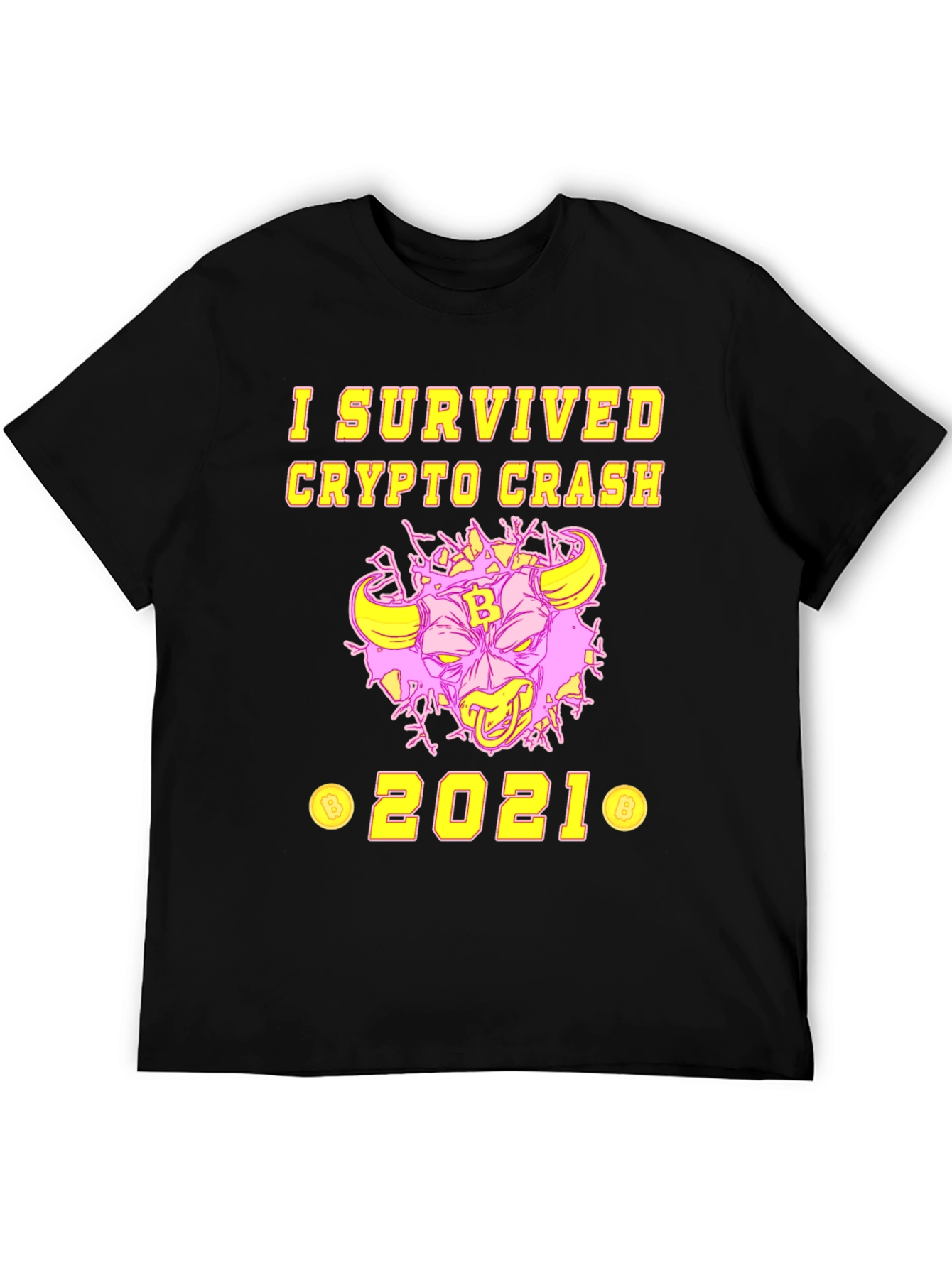Black I Survived Crypto Crash 2021 T-Shirt view 5