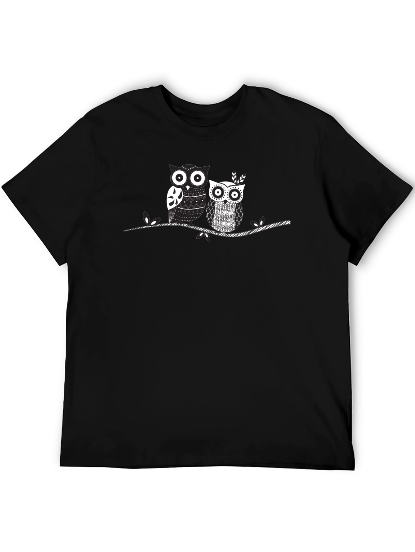 Black Owl Graphic Print Black T-Shirt view 5
