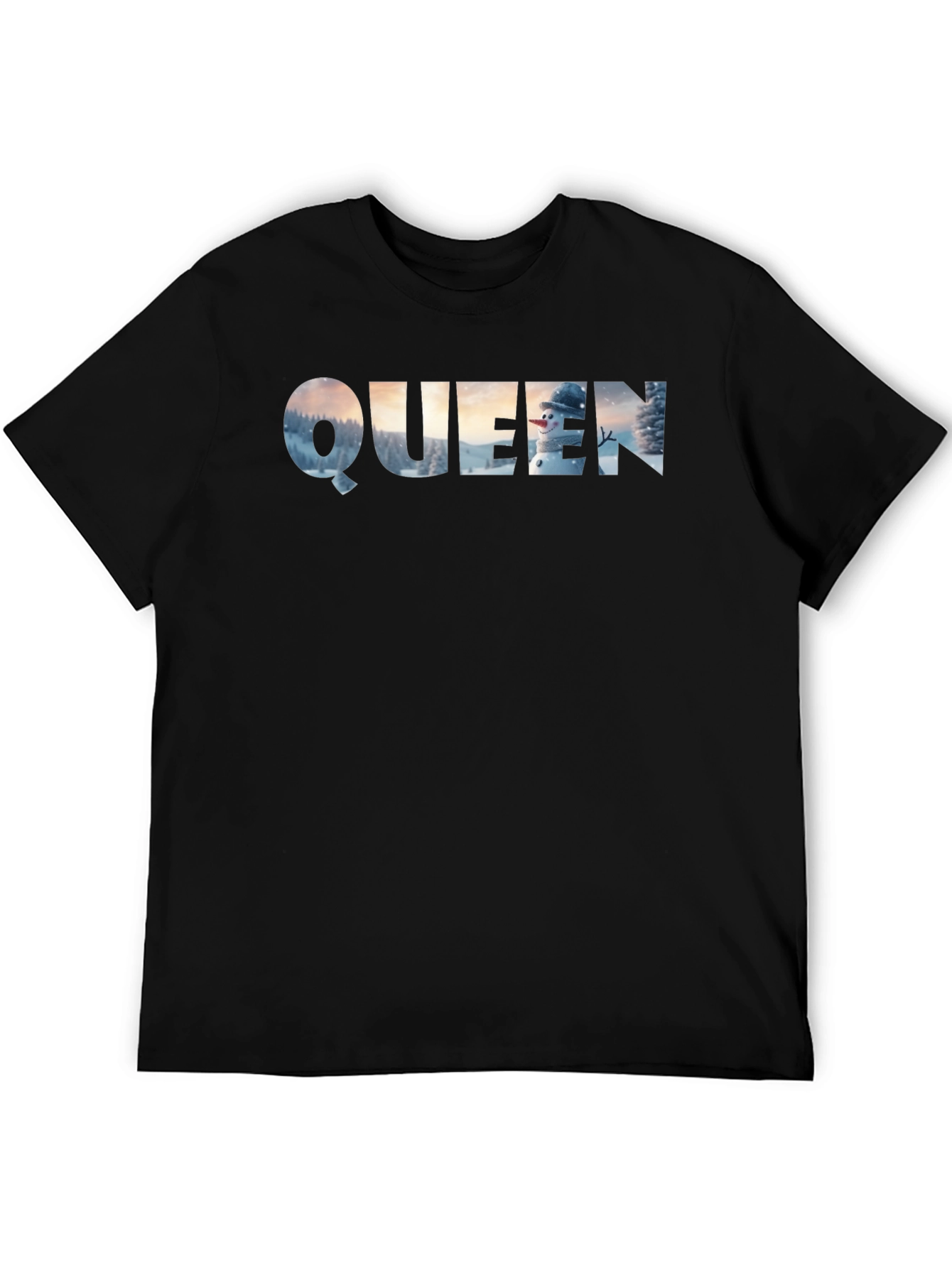 Black Queen Winter Scene Black T-Shirt view 5