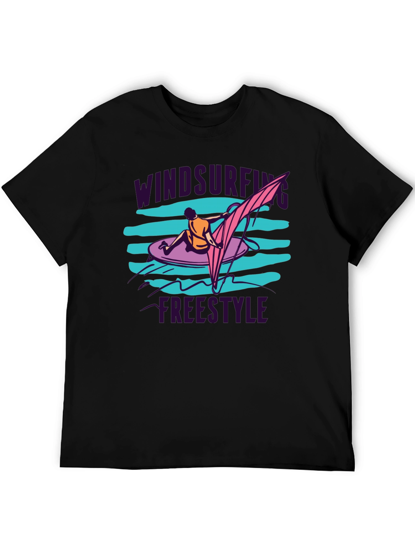 Black Windsurfing Freestyle Black T-Shirt view 5
