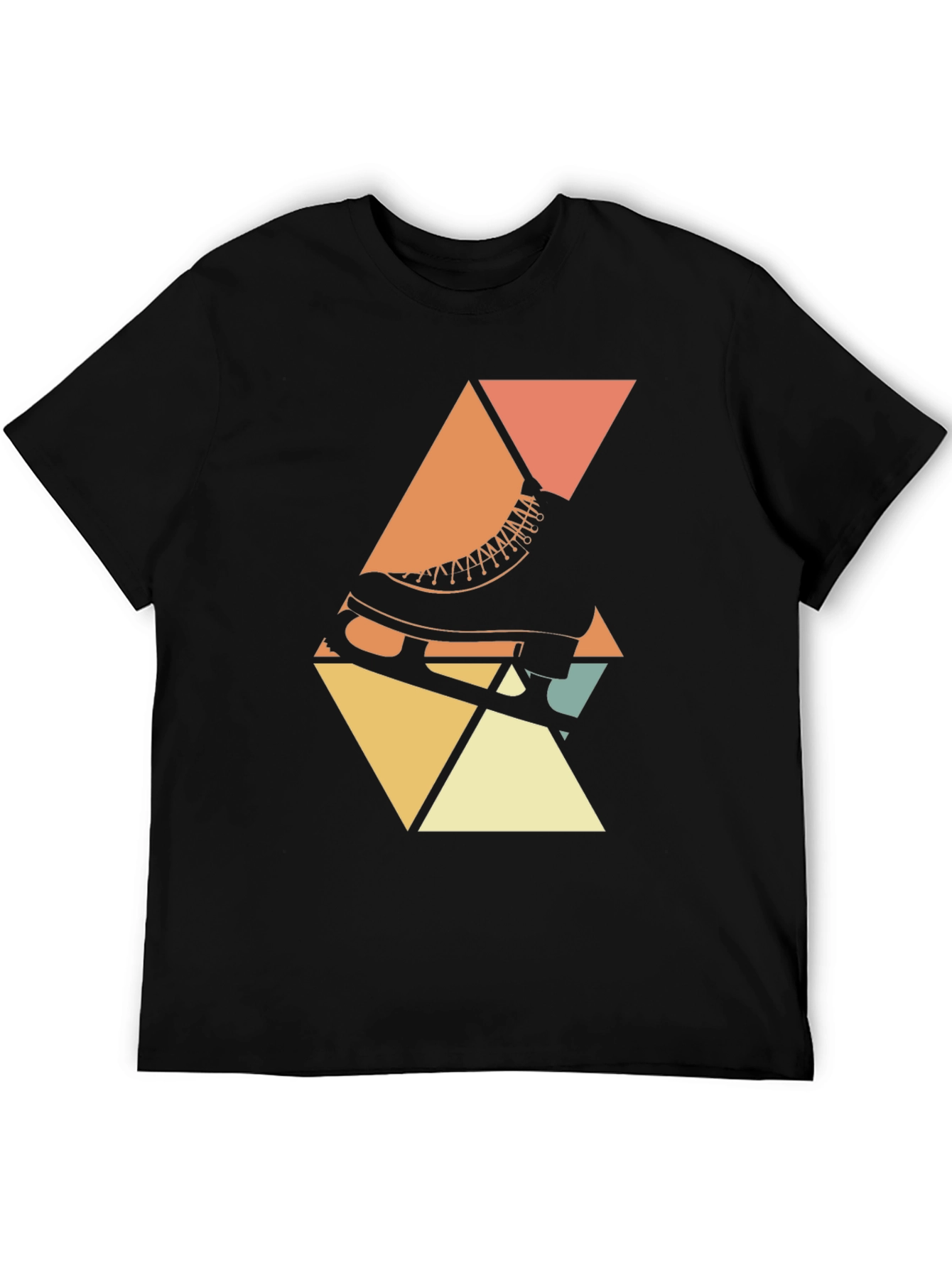 Black Retro Skate T-Shirt - Geometric Design view 5