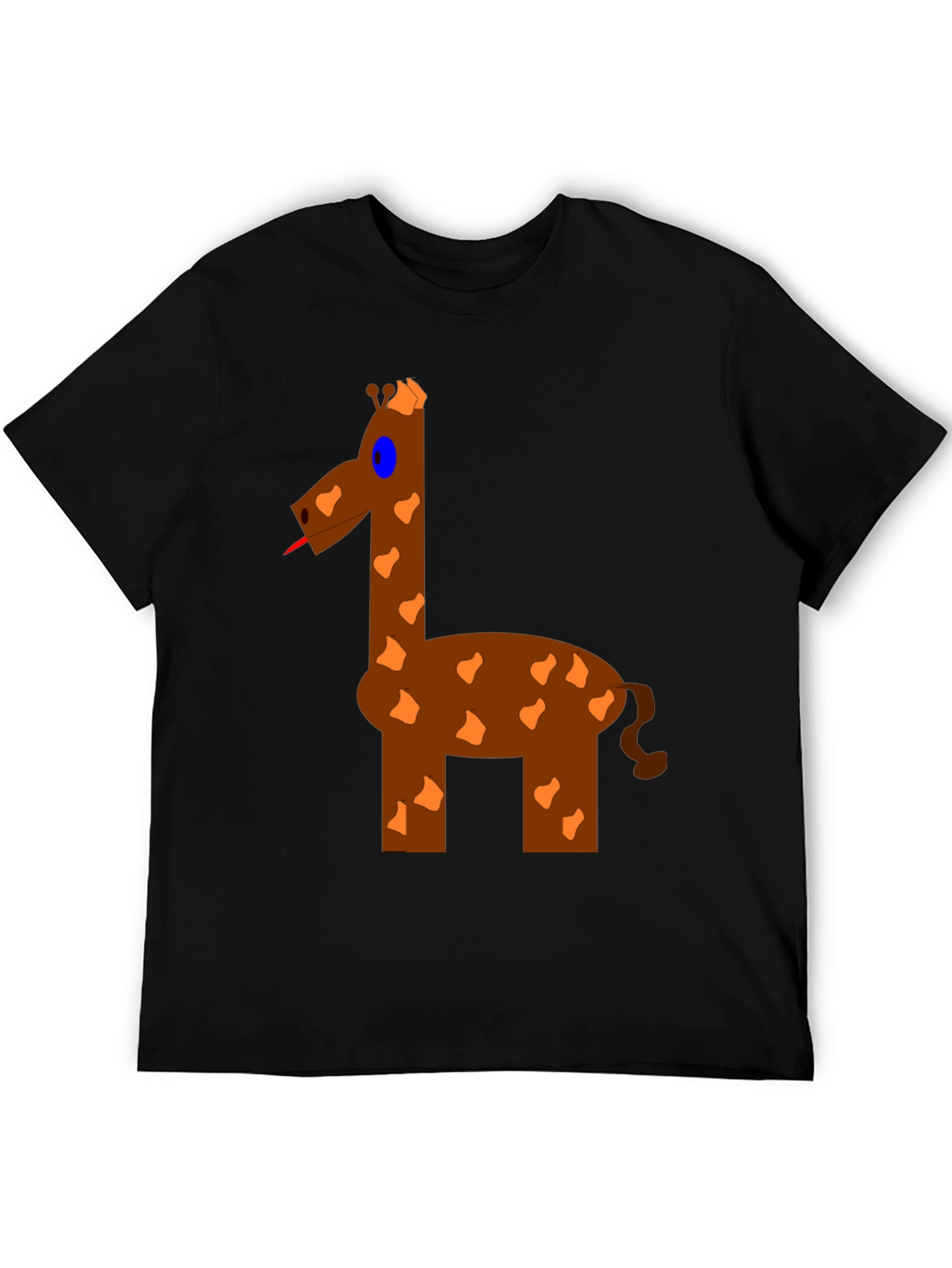 Black Funny Giraffe Graphic T-Shirt - Black Cotton Tee view 5