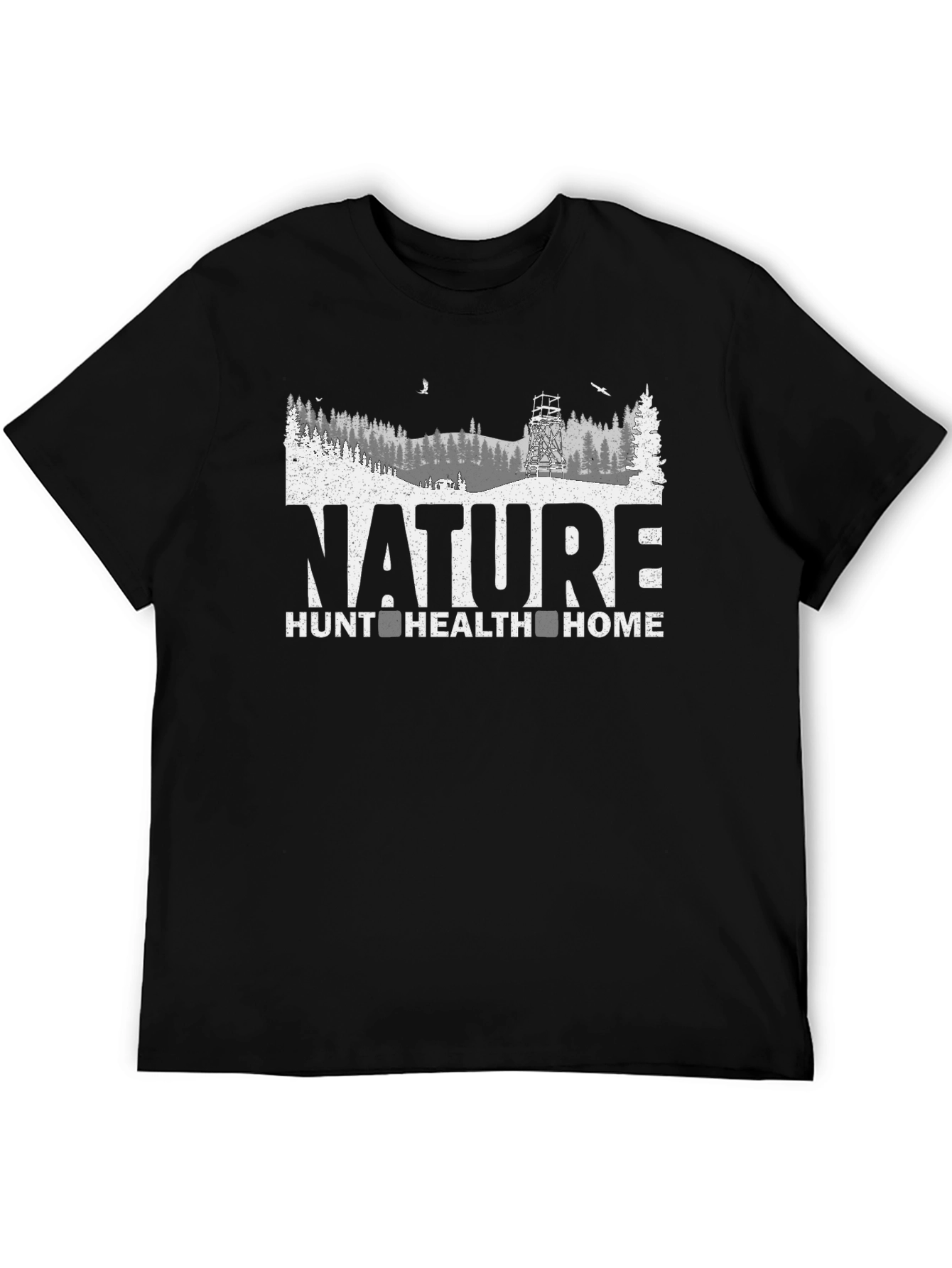 Black Nature Hunt Health Home Graphic Tee view 5