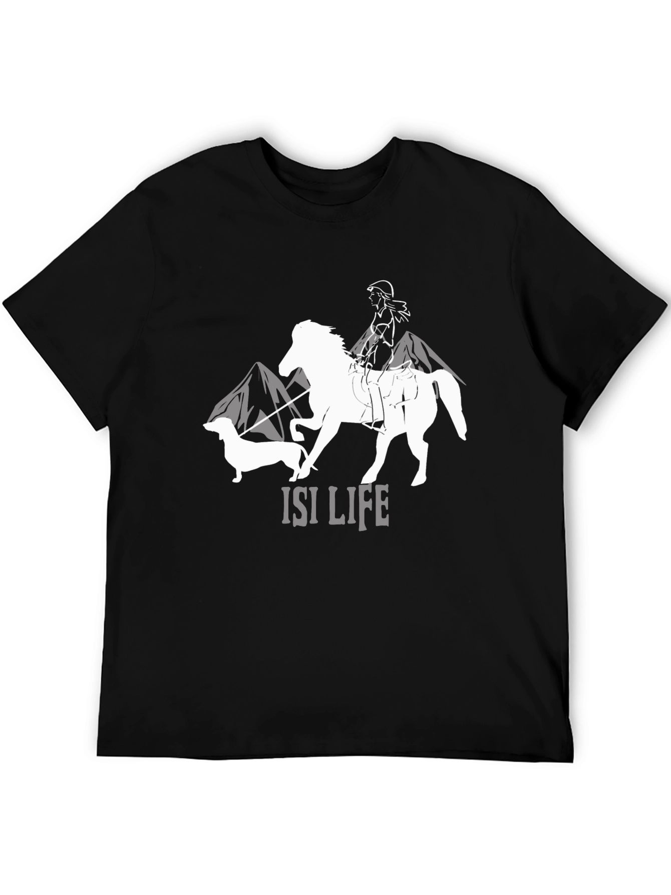 Black ISI Life Black T-Shirt - Horse & Dog Design view 5