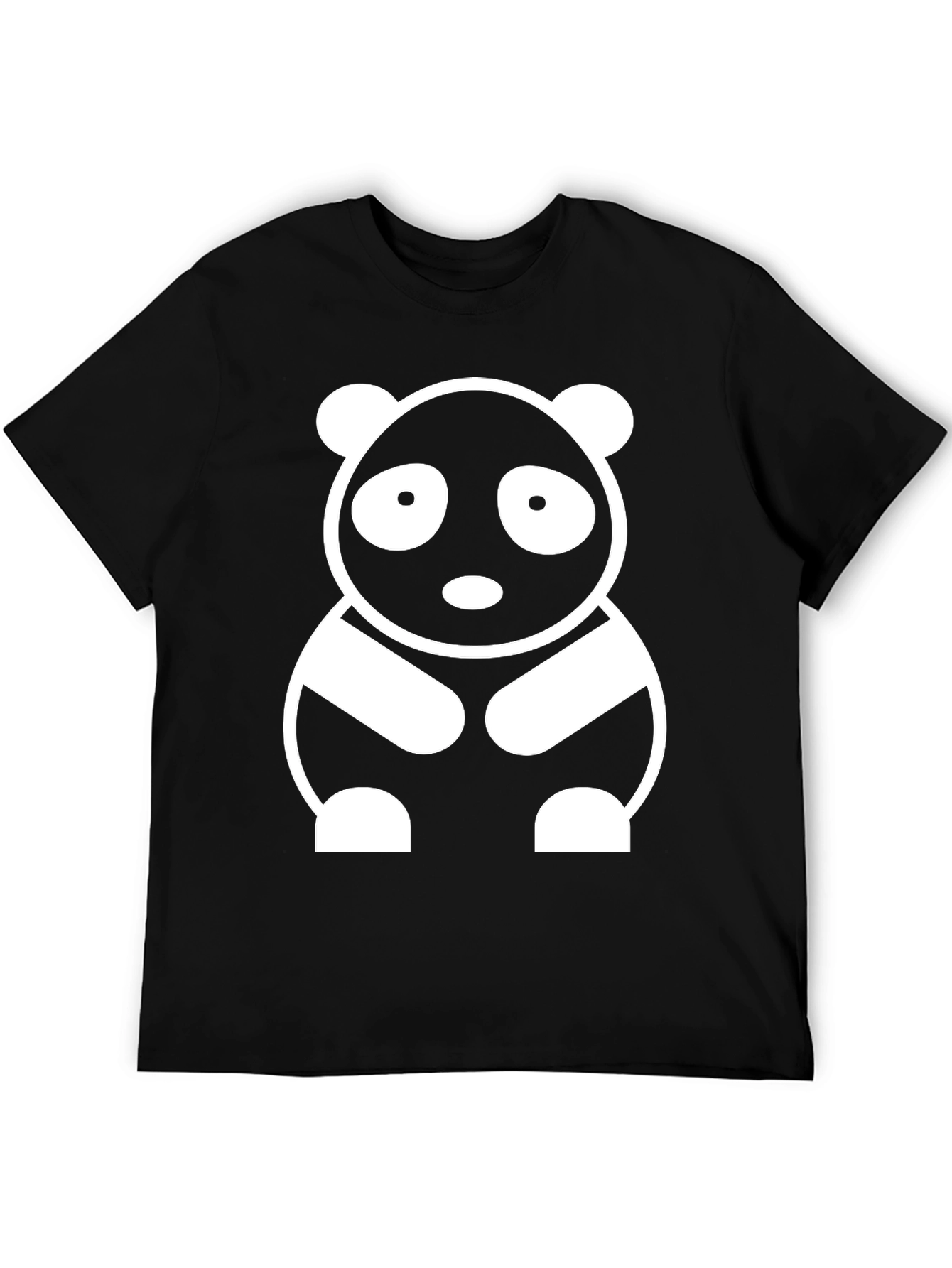 Black Cute Panda Graphic Tee - Black Cotton T-Shirt view 5