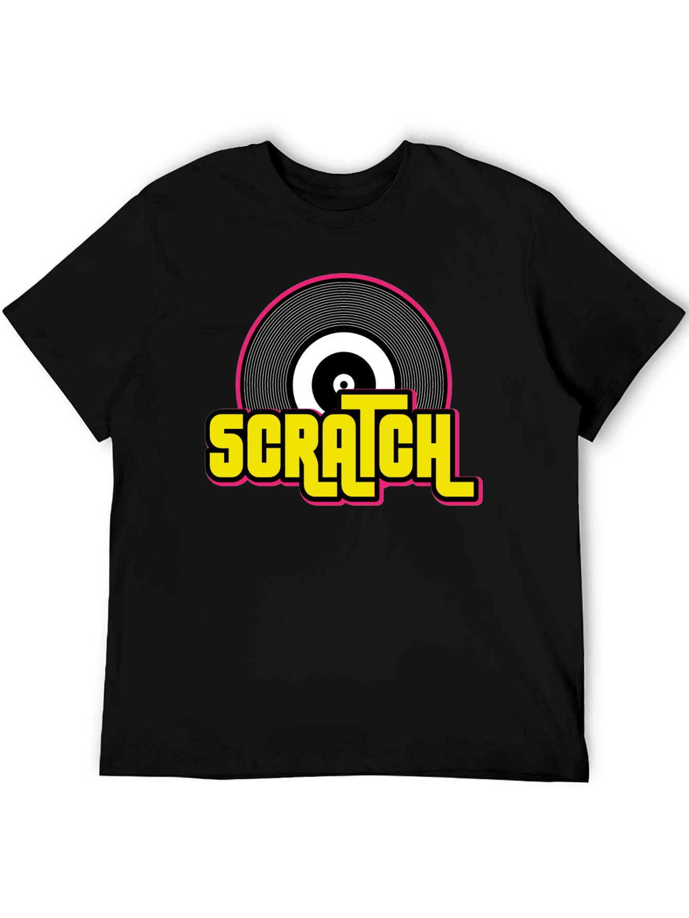 Black Scratch Record Graphic T-Shirt - Retro DJ Music Tee view 5
