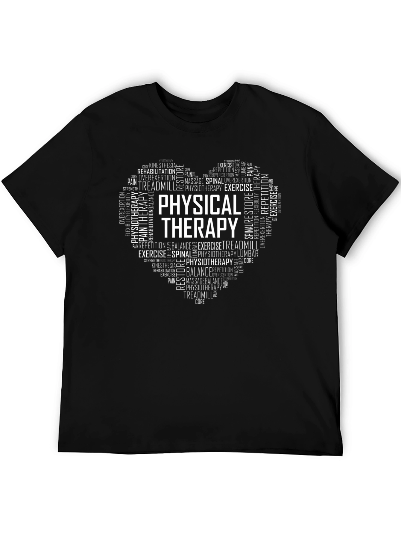 Black Physical Therapy Heart Word Art Graphic T-Shirt view 5