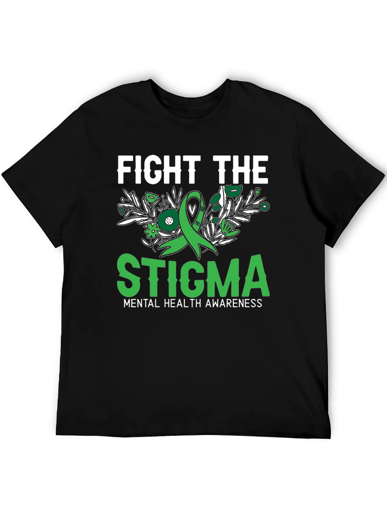Black Fight the Stigma Mental Health Awareness T-Shirt view 5
