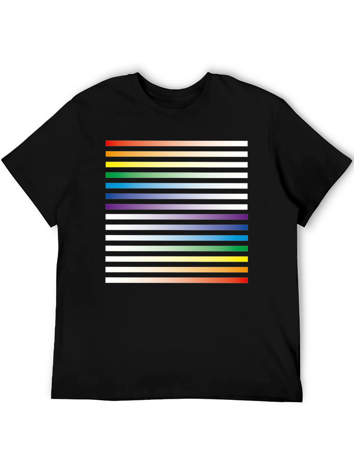 Black Striped Rainbow Graphic Print Black Tee view 5