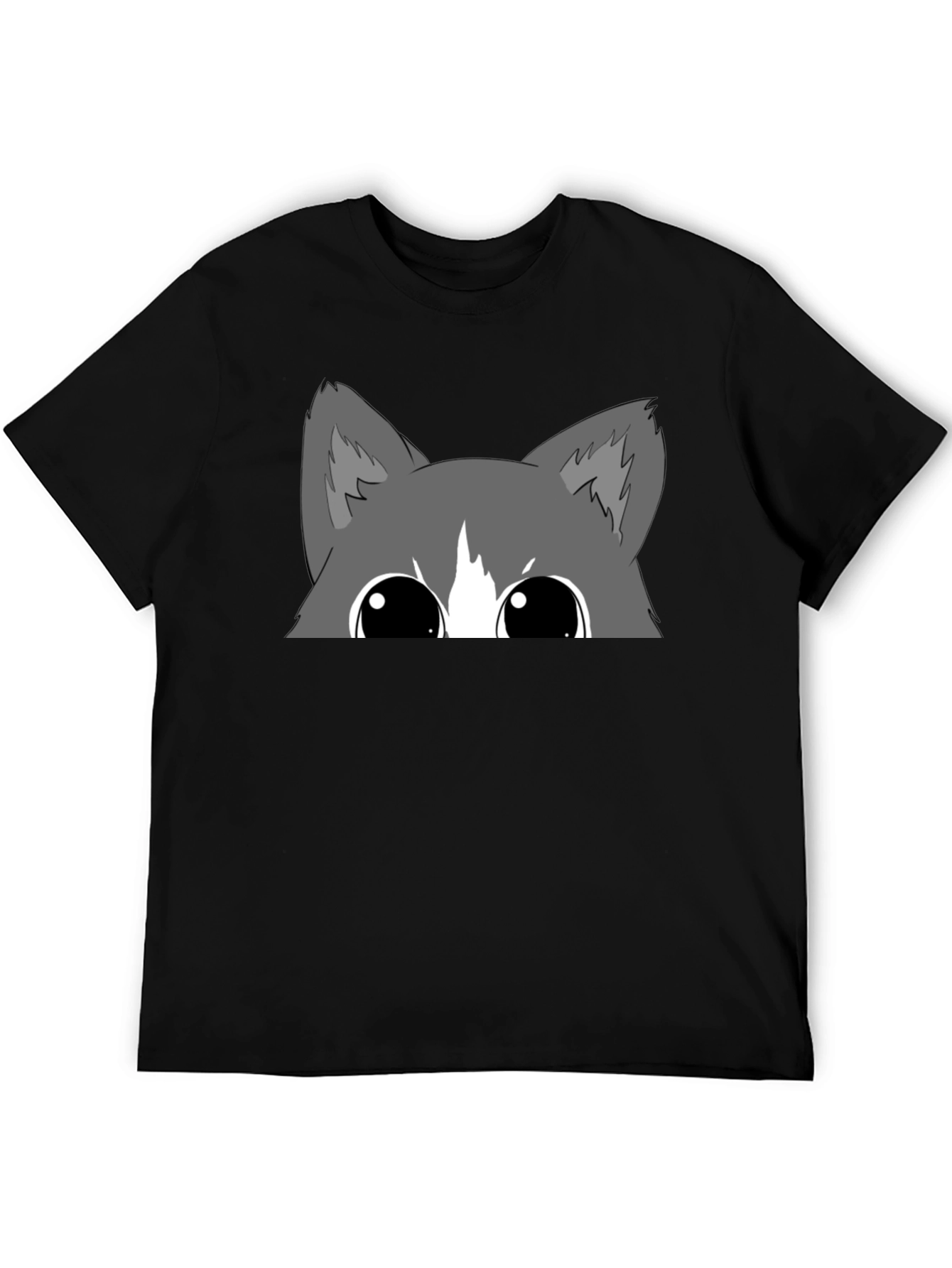 Black Peek-a-Boo Cat Graphic Tee - Black Cotton Blend view 5