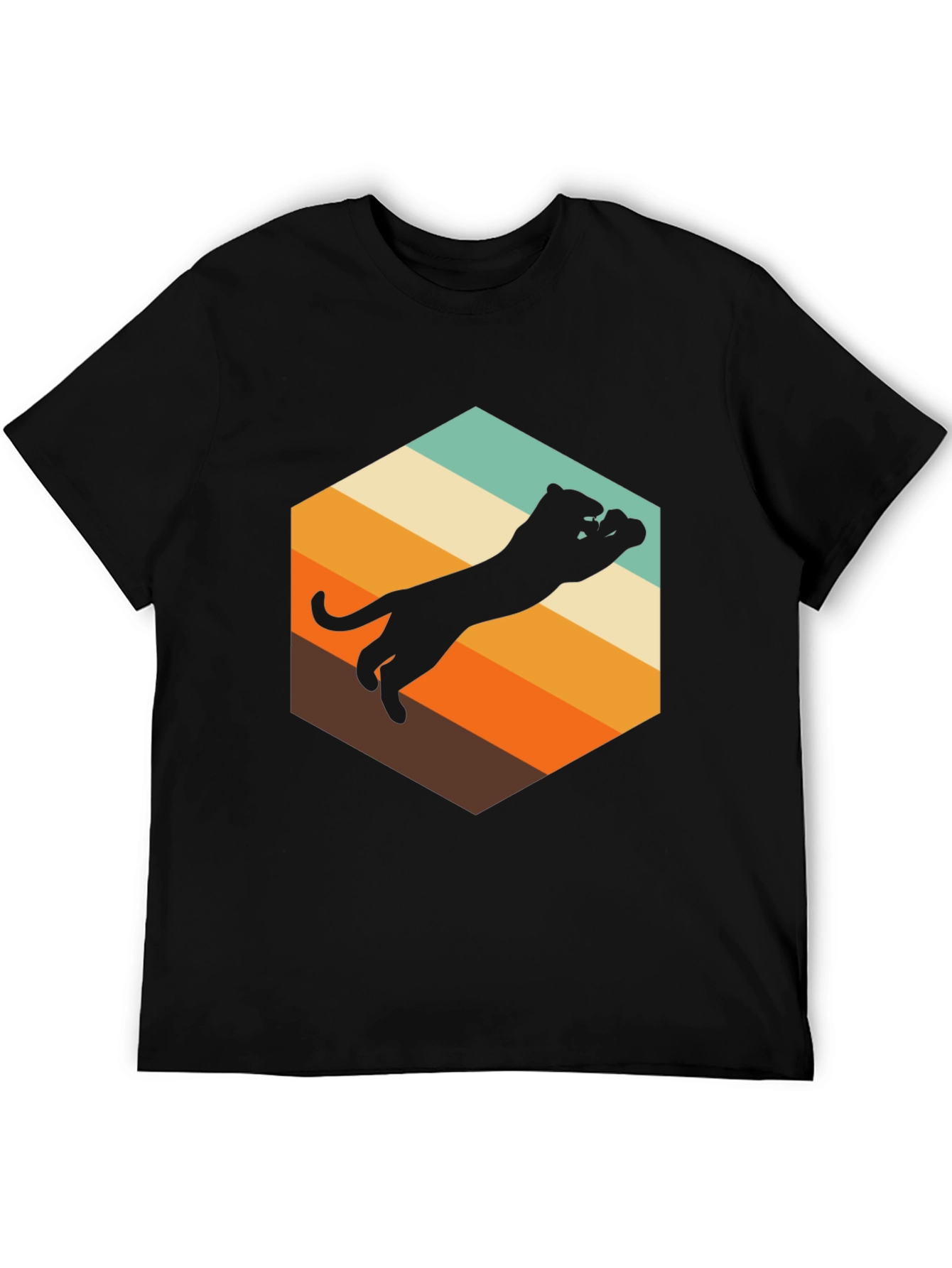 Black Retro Panther Graphic Tee - Men's Black T-Shirt view 5