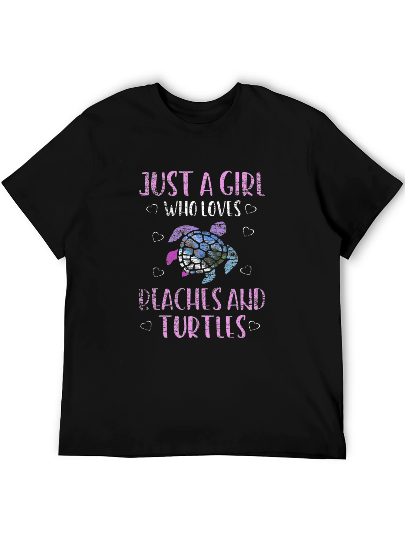 Black Just a Girl Who Loves Peaches and Turtles T-Shirt view 5