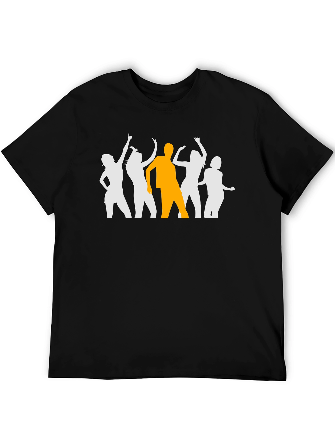 Black Dancing Silhouette Graphic Tee - Black Cotton T-Shirt view 5