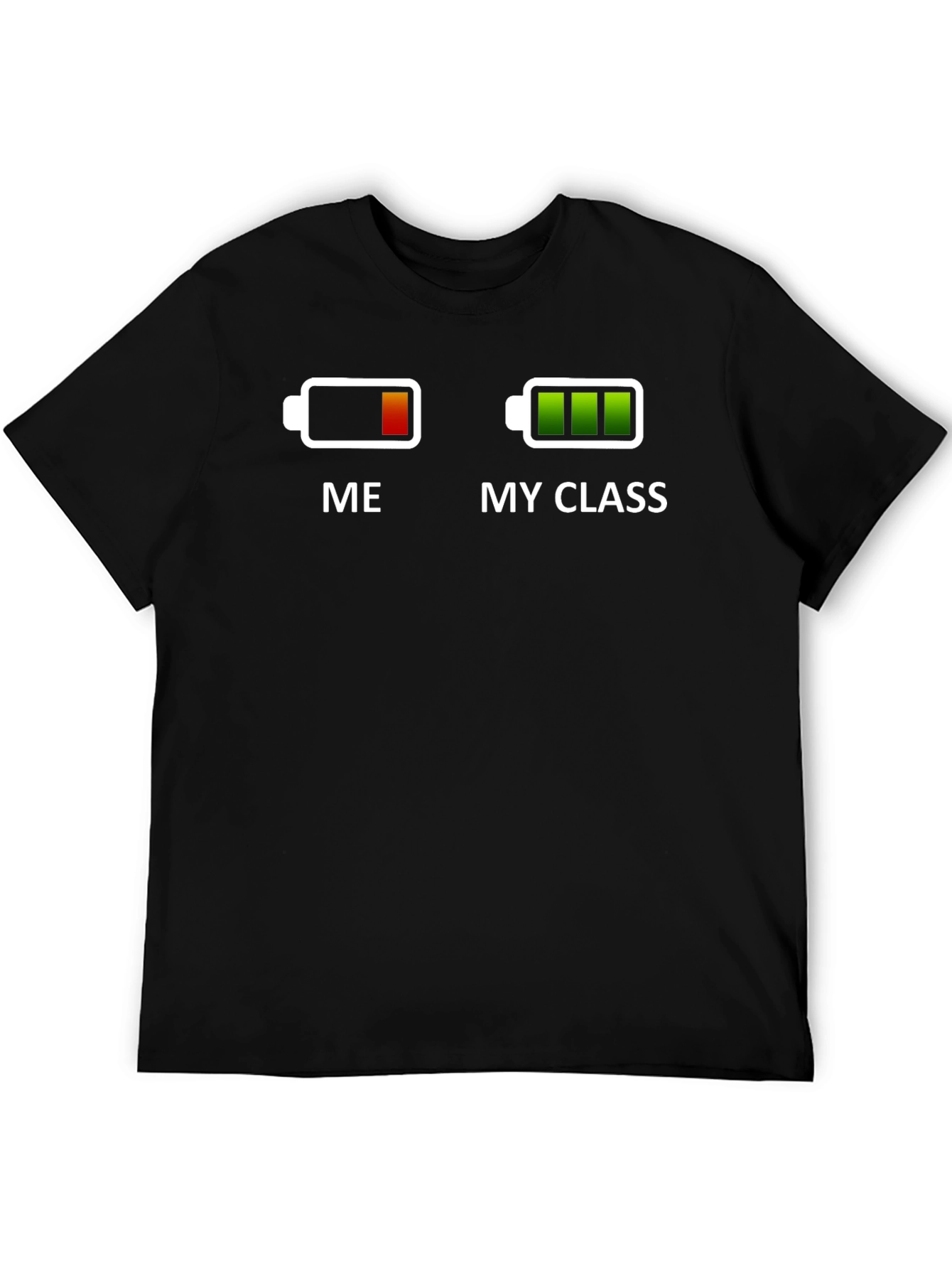 Black Funny "Me vs My Class" Battery Graphic T-Shirt view 5