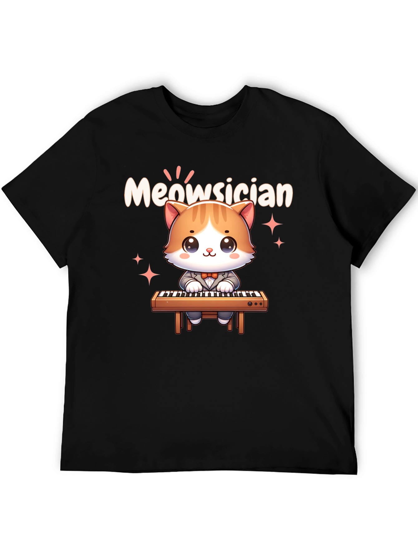 Black Meowsician Cat T-Shirt - Cute Musician Tee view 5