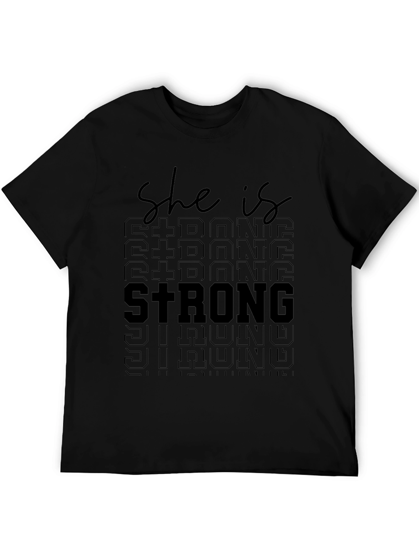 Black She Is Strong Graphic Tee - Unisex Soft Cotton T-Shirt view 5