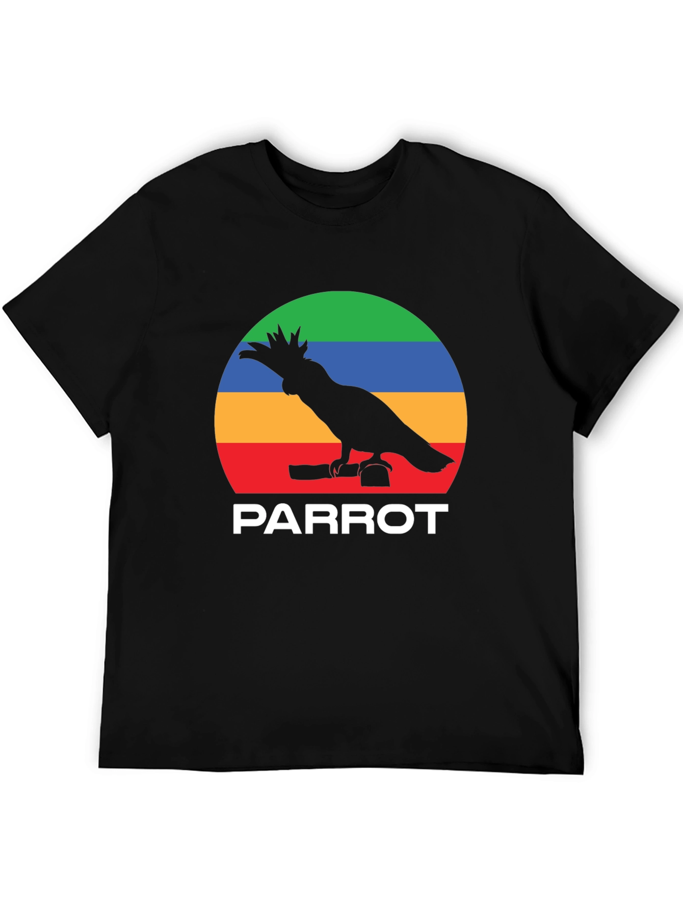 Black Parrot Silhouette T-Shirt - Rainbow Stripes view 5