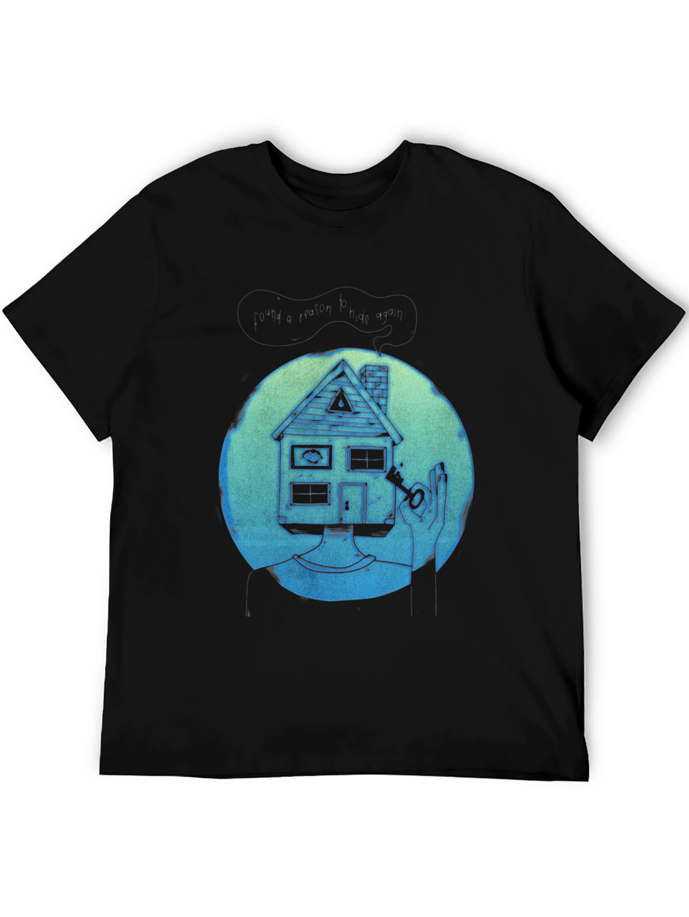 Black Surreal House Head T-Shirt view 5